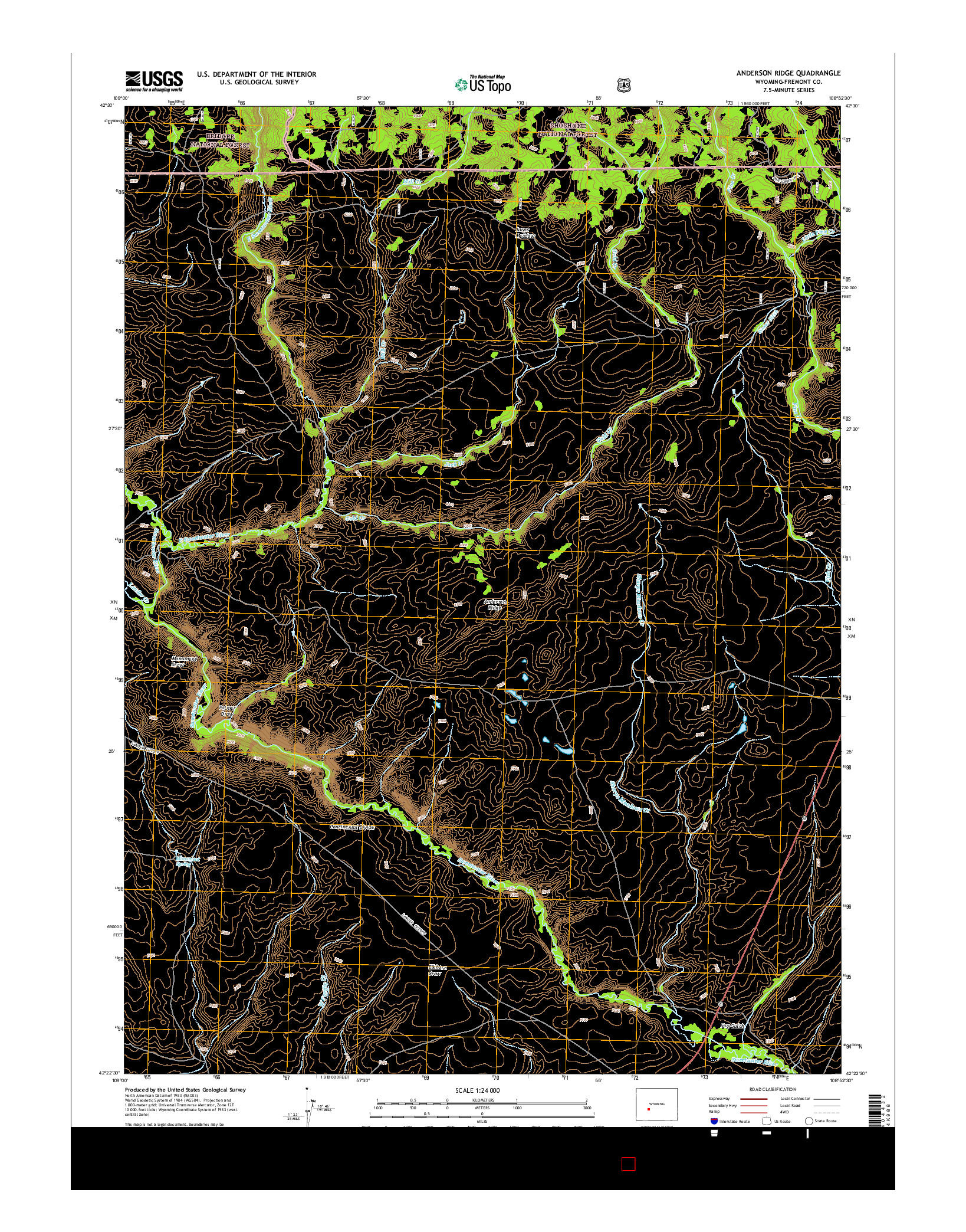 USGS US TOPO 7.5-MINUTE MAP FOR ANDERSON RIDGE, WY 2015