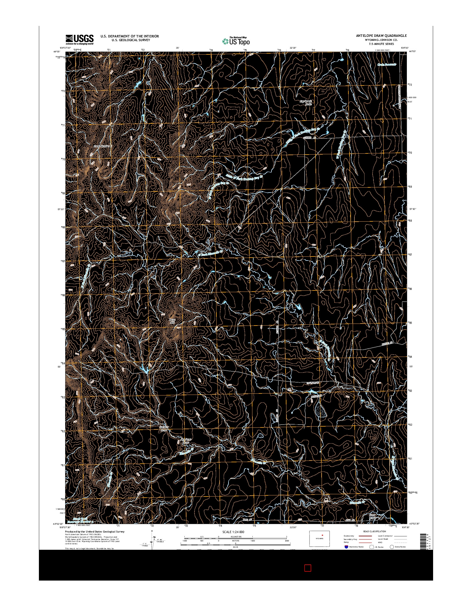 USGS US TOPO 7.5-MINUTE MAP FOR ANTELOPE DRAW, WY 2015