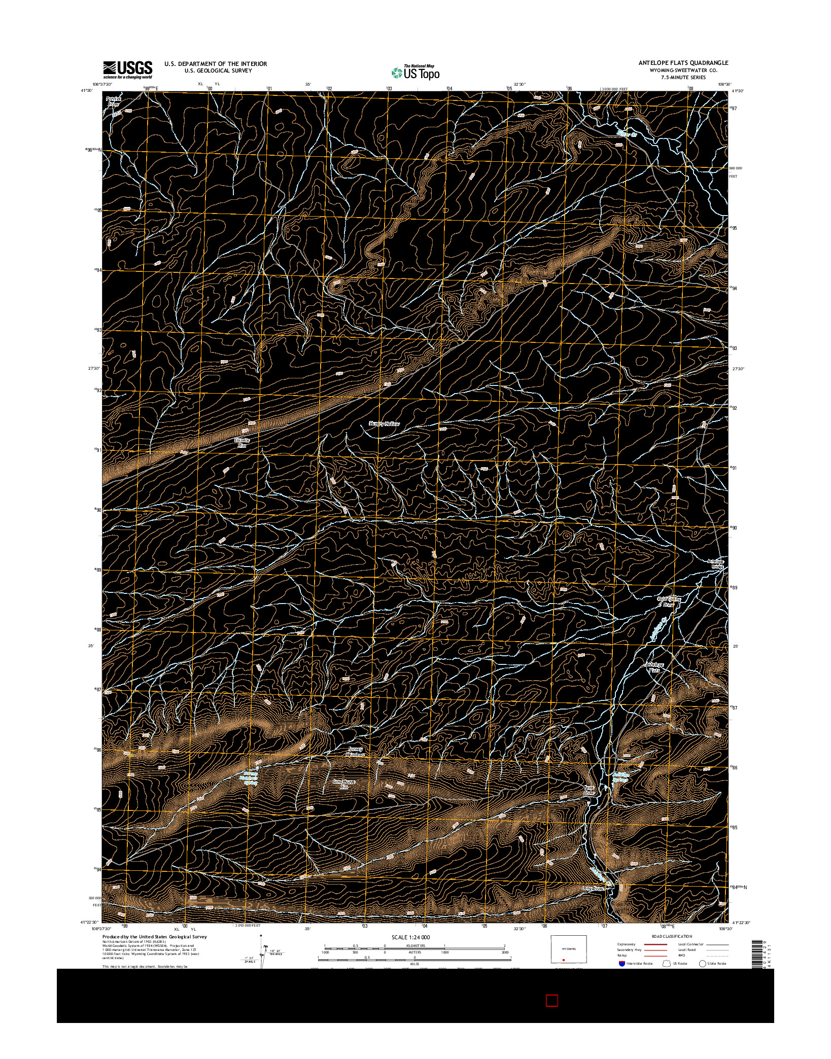 USGS US TOPO 7.5-MINUTE MAP FOR ANTELOPE FLATS, WY 2015