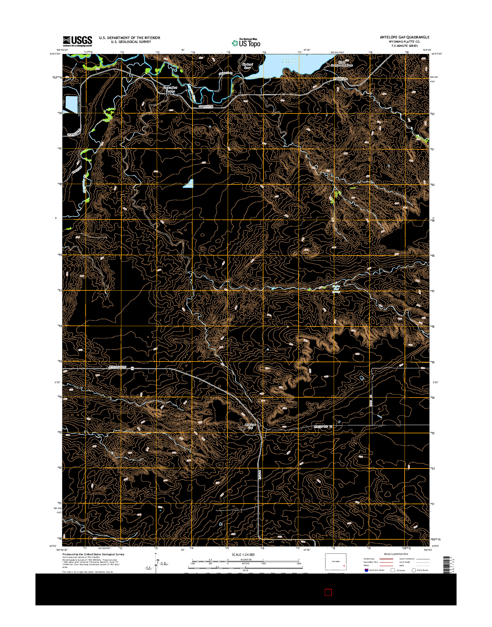 USGS US TOPO 7.5-MINUTE MAP FOR ANTELOPE GAP, WY 2015