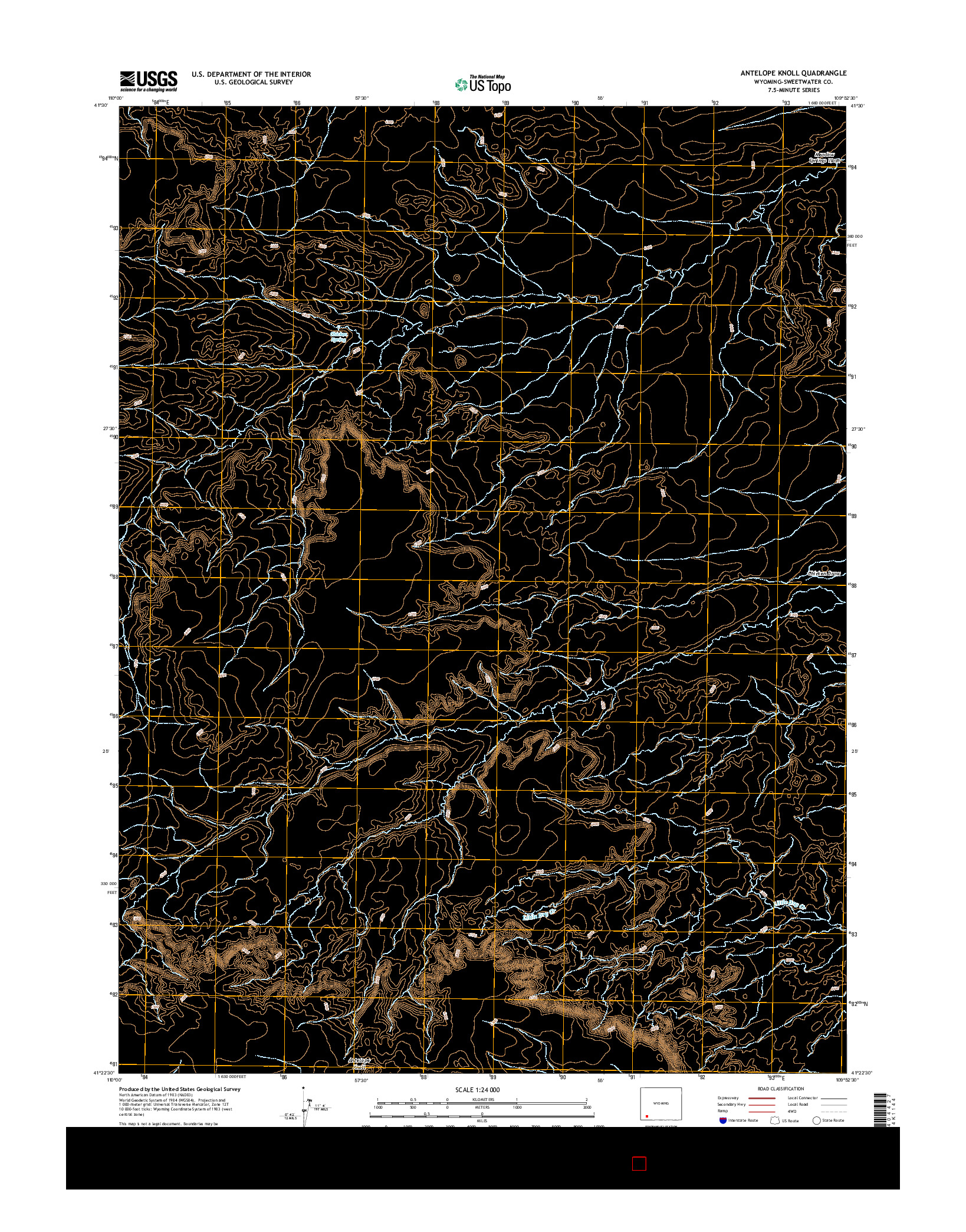 USGS US TOPO 7.5-MINUTE MAP FOR ANTELOPE KNOLL, WY 2015