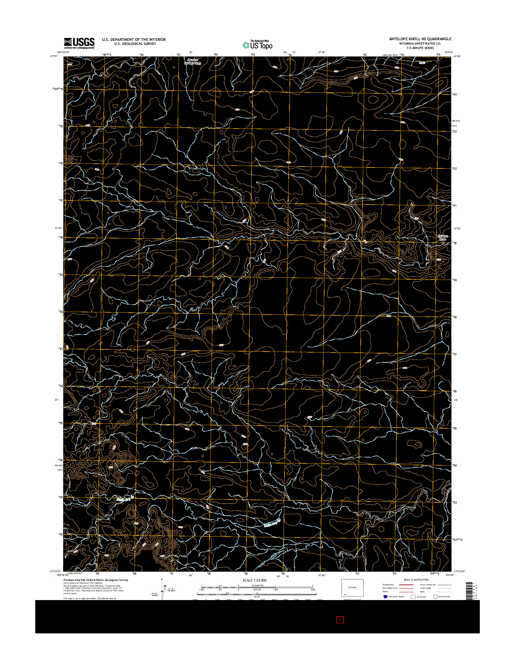 USGS US TOPO 7.5-MINUTE MAP FOR ANTELOPE KNOLL NE, WY 2015