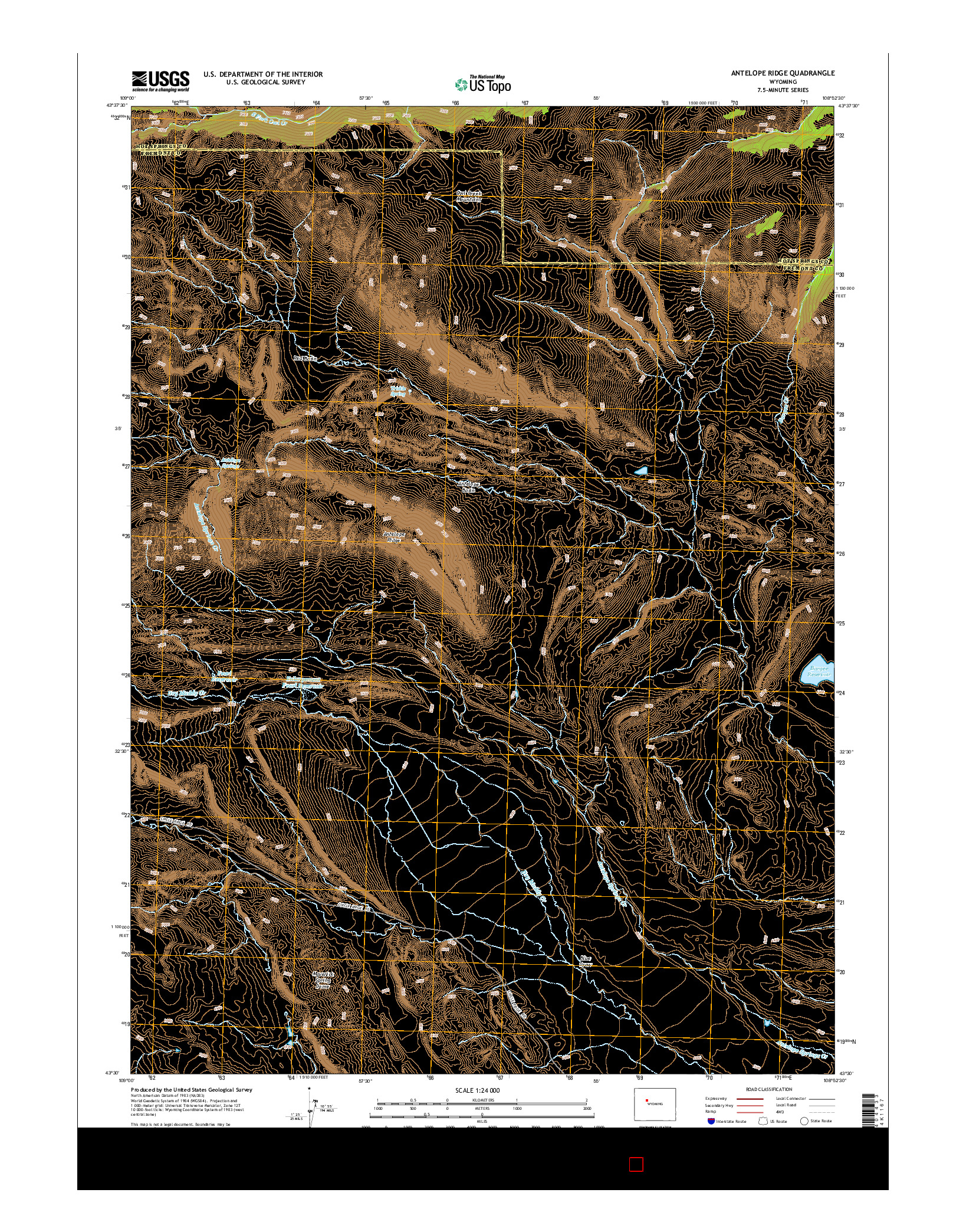 USGS US TOPO 7.5-MINUTE MAP FOR ANTELOPE RIDGE, WY 2015