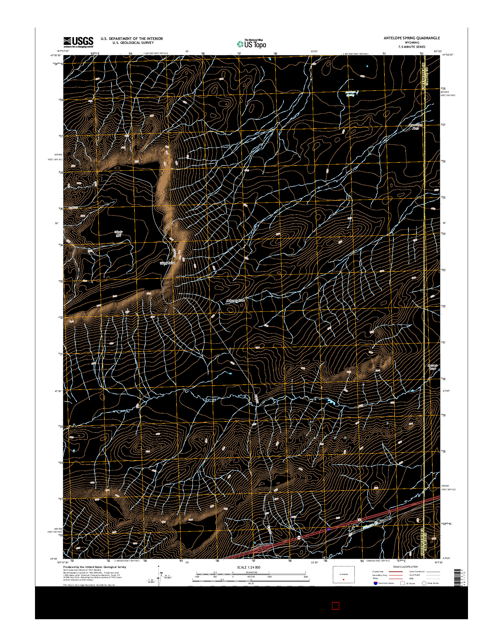 USGS US TOPO 7.5-MINUTE MAP FOR ANTELOPE SPRING, WY 2015