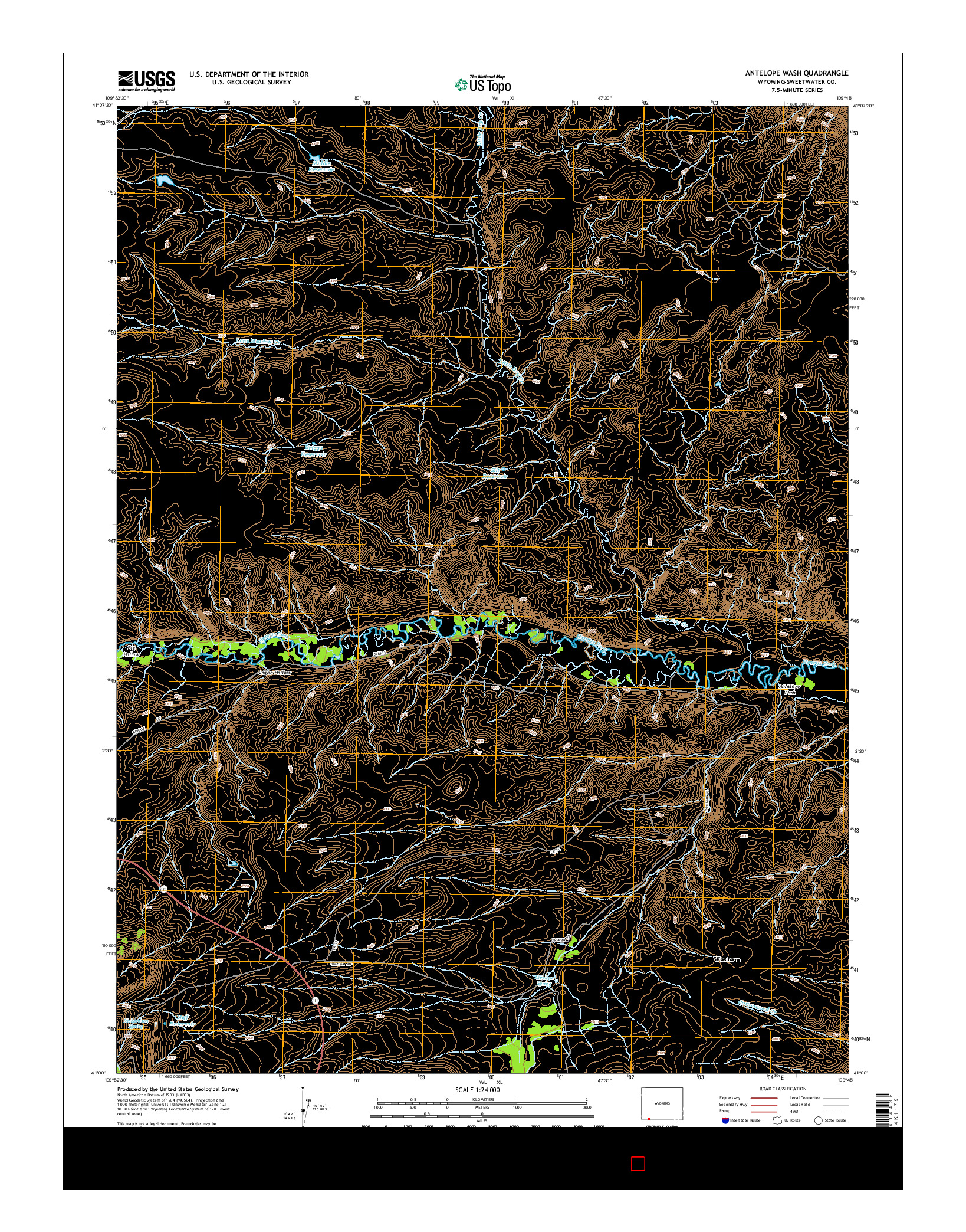USGS US TOPO 7.5-MINUTE MAP FOR ANTELOPE WASH, WY 2015