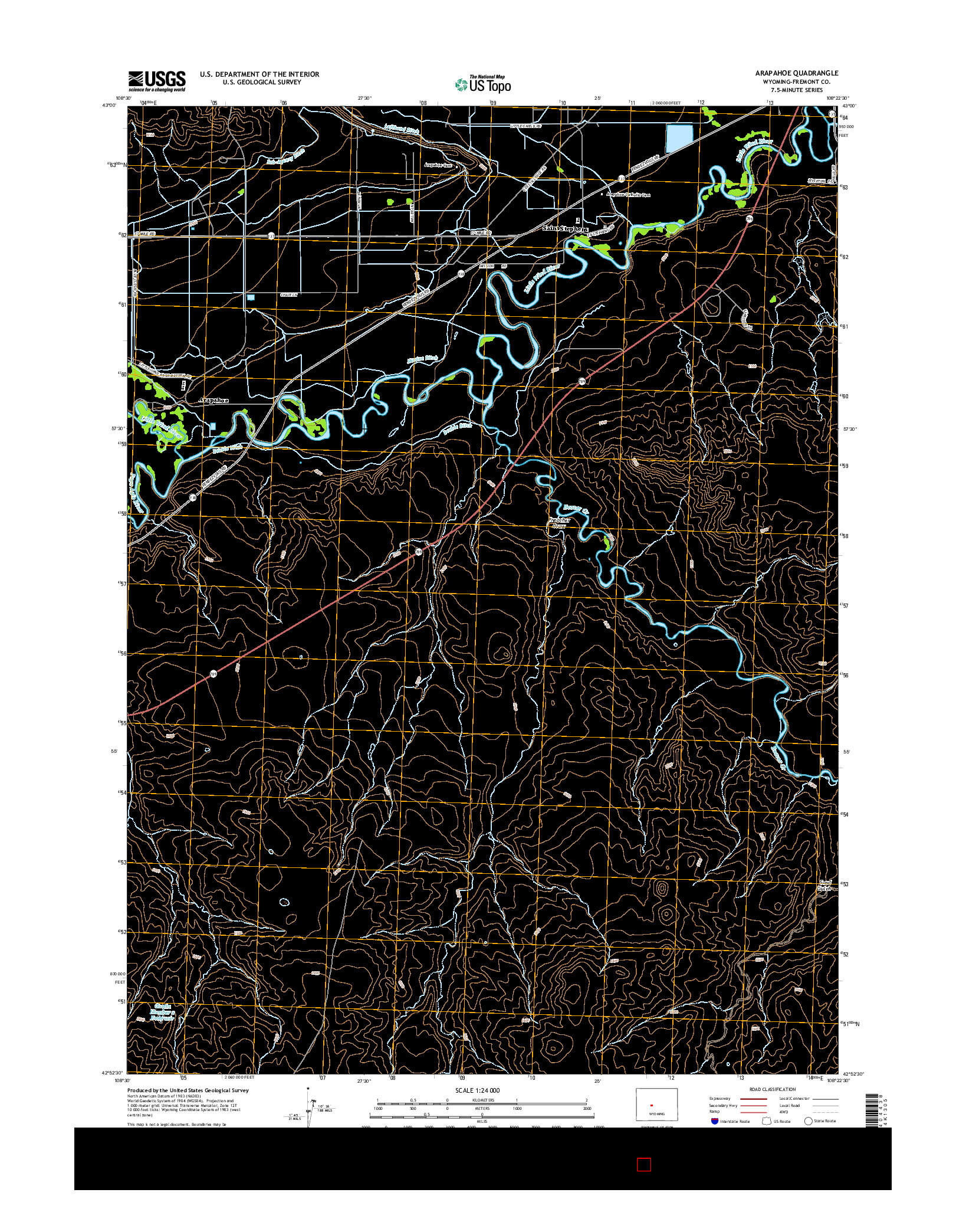 USGS US TOPO 7.5-MINUTE MAP FOR ARAPAHOE, WY 2015