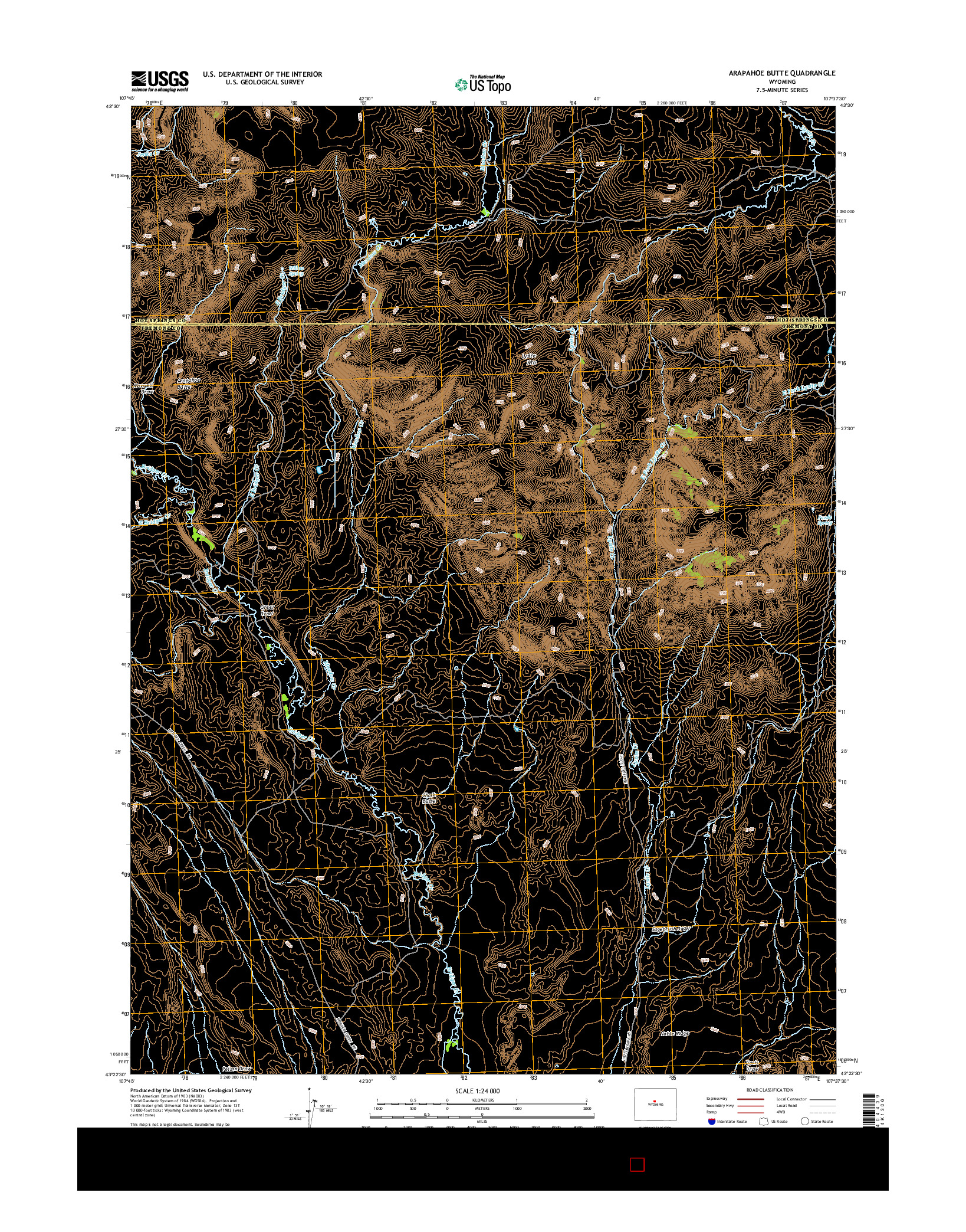 USGS US TOPO 7.5-MINUTE MAP FOR ARAPAHOE BUTTE, WY 2015