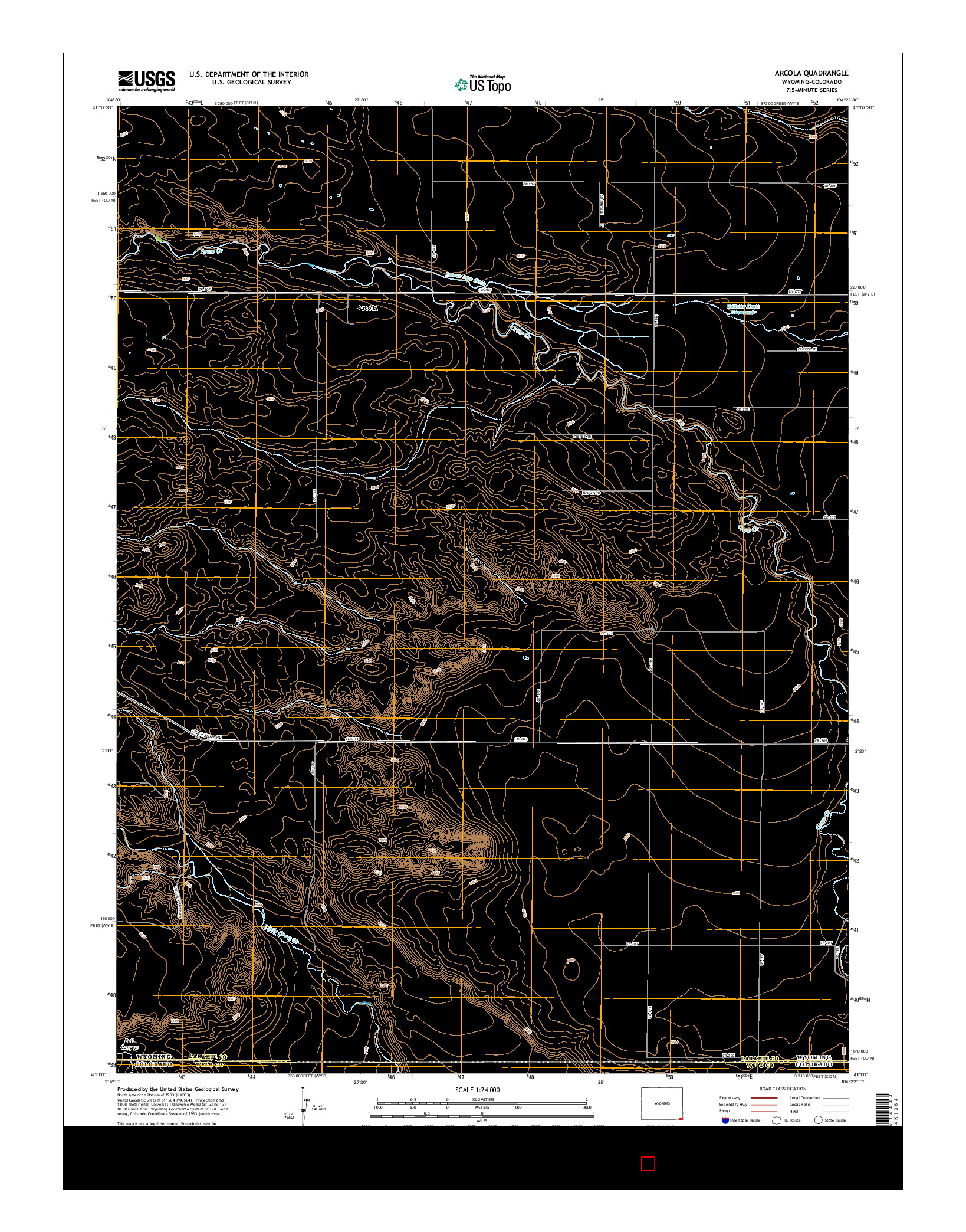 USGS US TOPO 7.5-MINUTE MAP FOR ARCOLA, WY-CO 2015