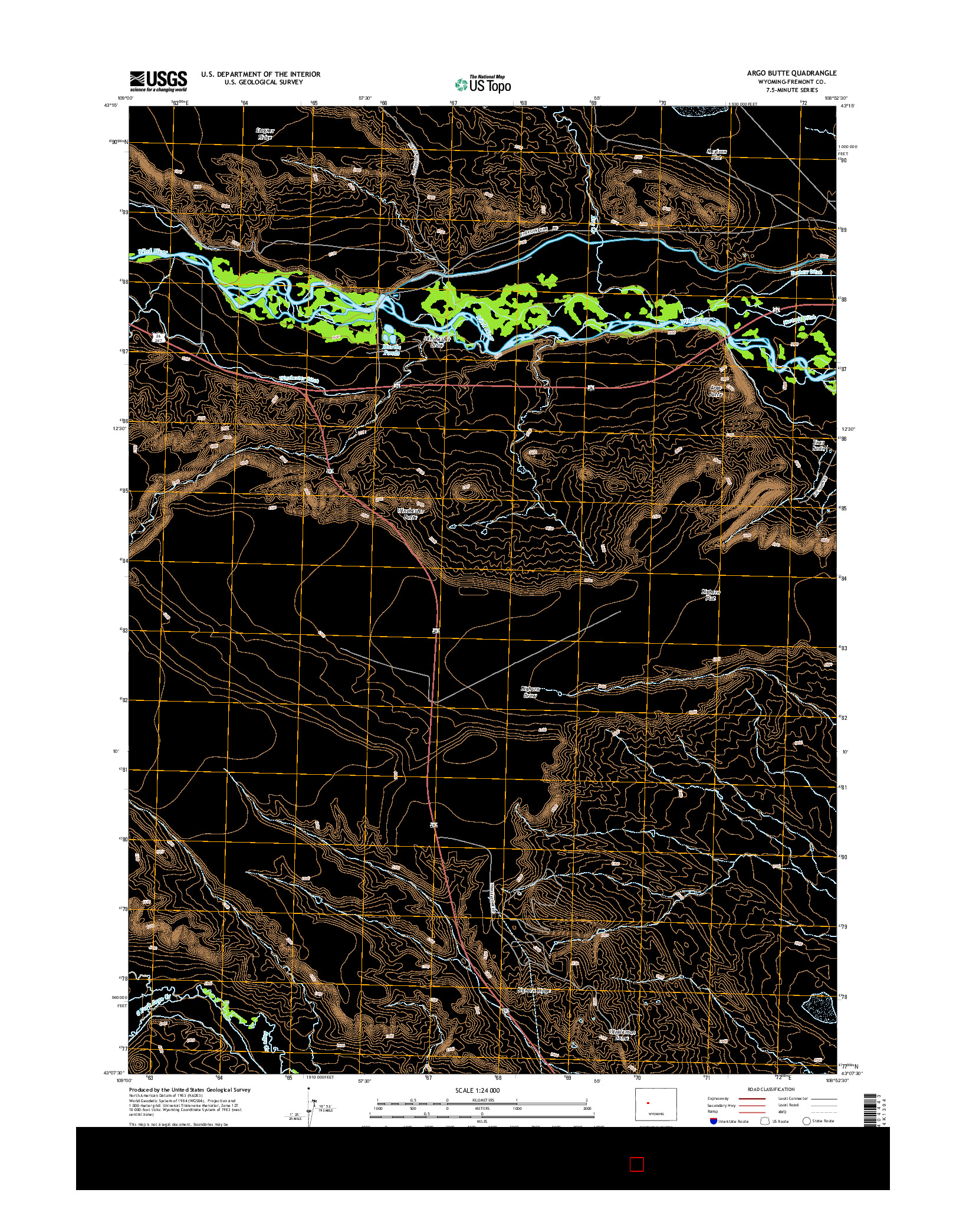 USGS US TOPO 7.5-MINUTE MAP FOR ARGO BUTTE, WY 2015