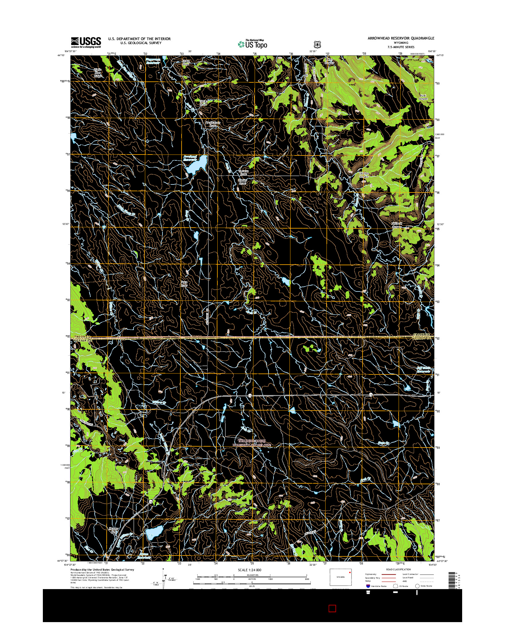 USGS US TOPO 7.5-MINUTE MAP FOR ARROWHEAD RESERVOIR, WY 2015