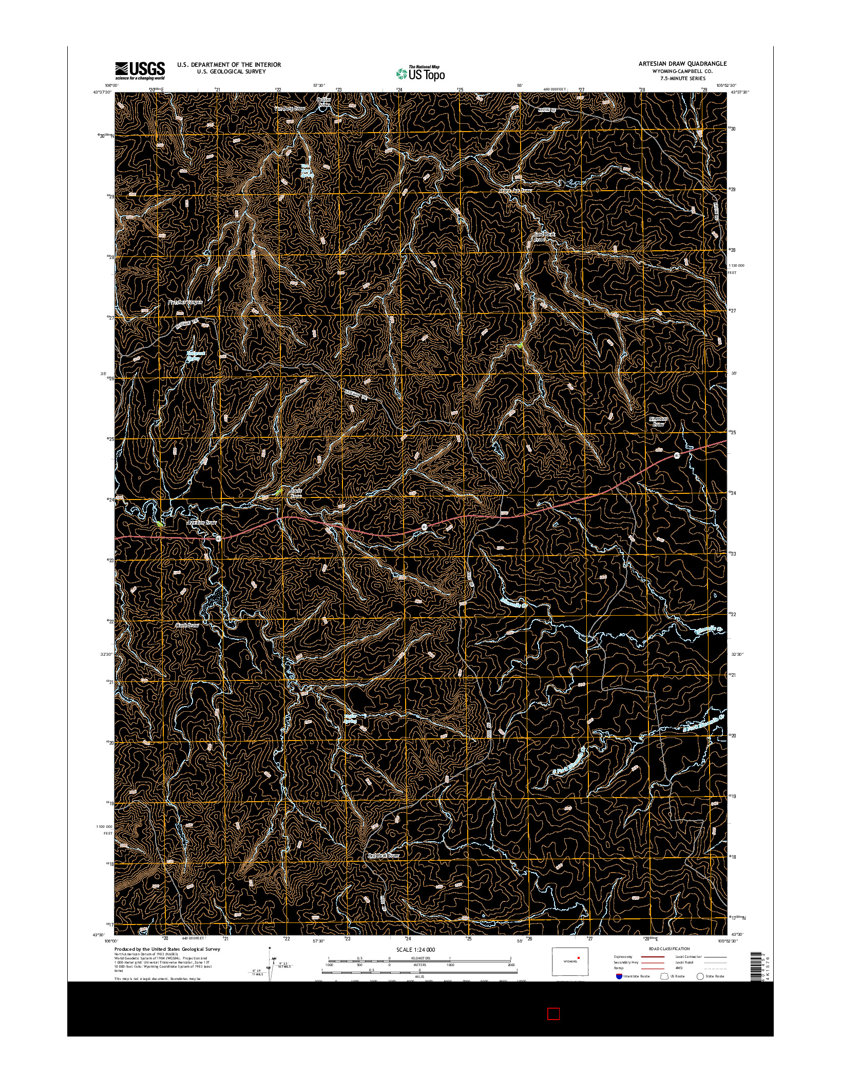 USGS US TOPO 7.5-MINUTE MAP FOR ARTESIAN DRAW, WY 2015