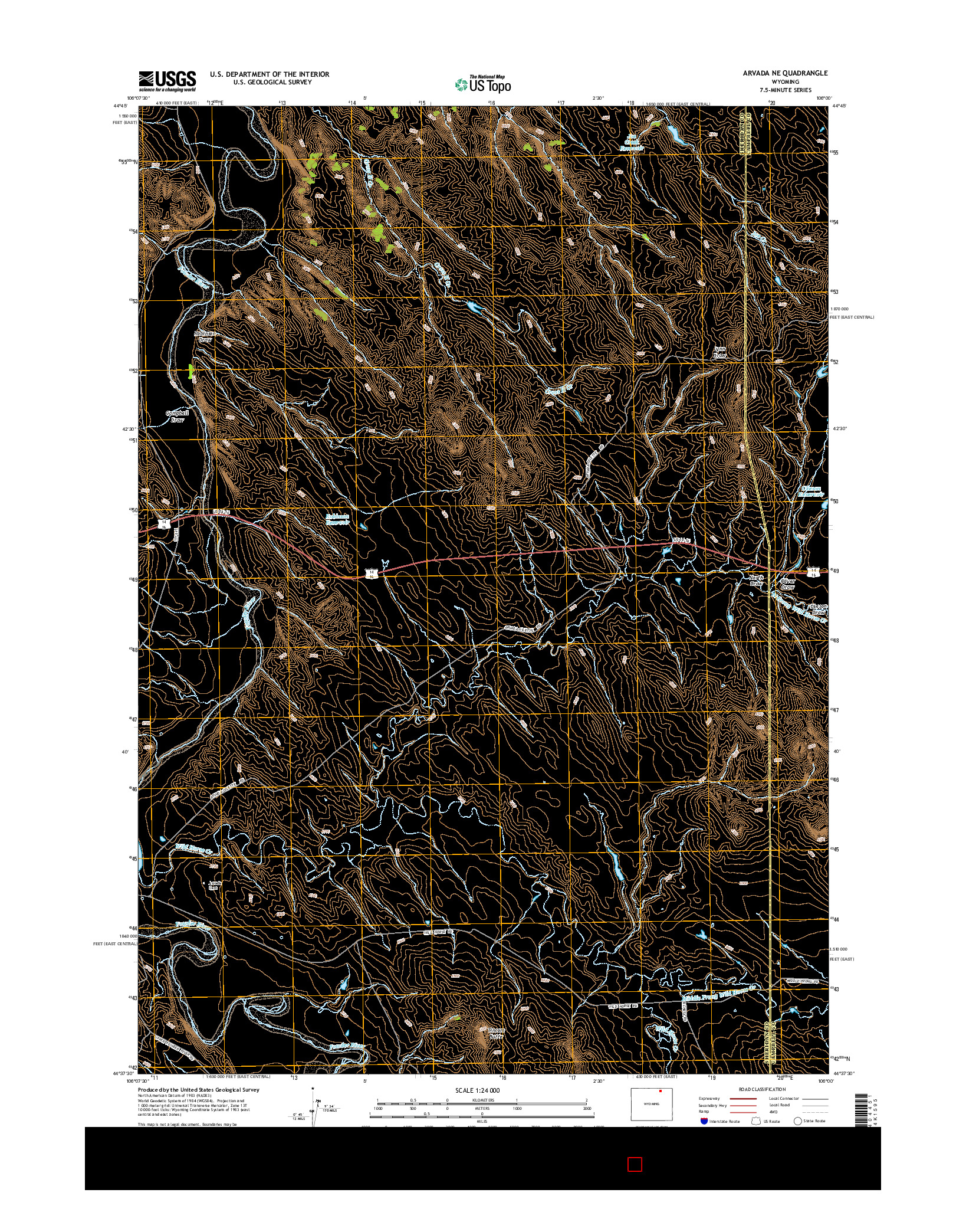 USGS US TOPO 7.5-MINUTE MAP FOR ARVADA NE, WY 2015