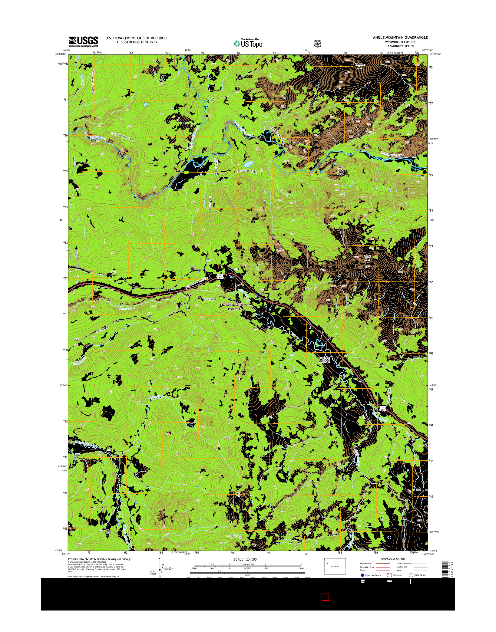 USGS US TOPO 7.5-MINUTE MAP FOR ANGLE MOUNTAIN, WY 2015