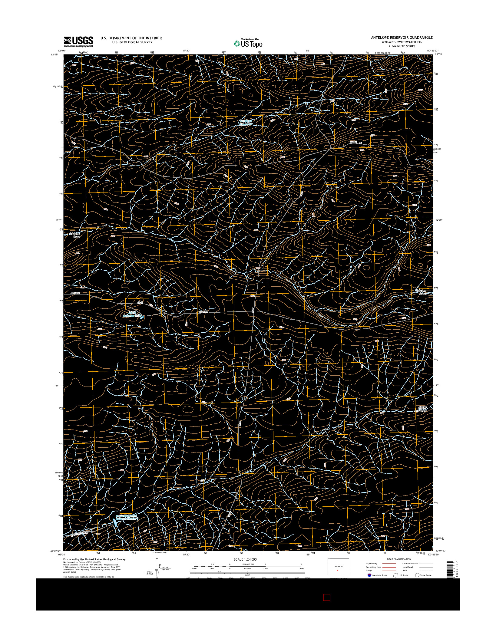 USGS US TOPO 7.5-MINUTE MAP FOR ANTELOPE RESERVOIR, WY 2015