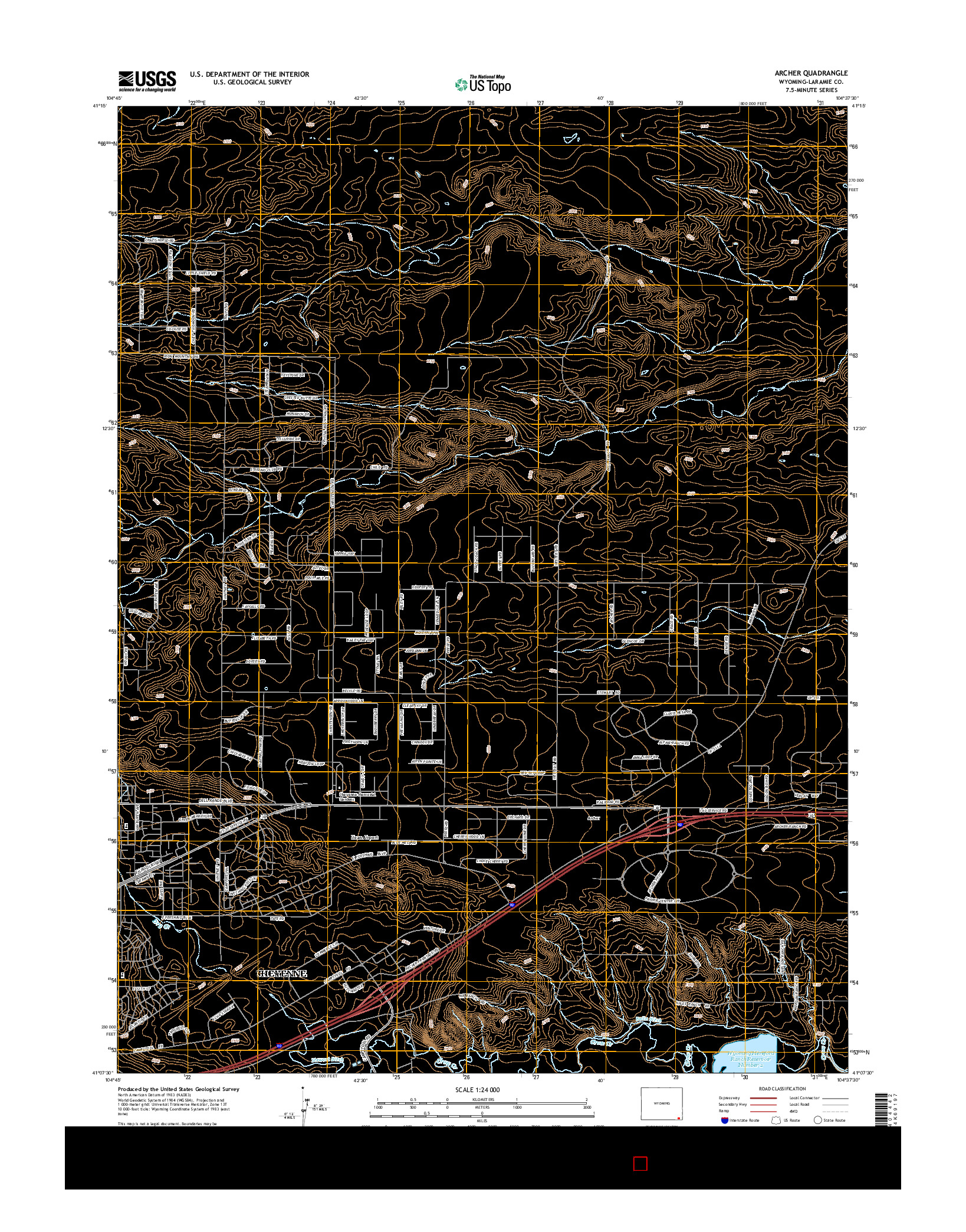 USGS US TOPO 7.5-MINUTE MAP FOR ARCHER, WY 2015