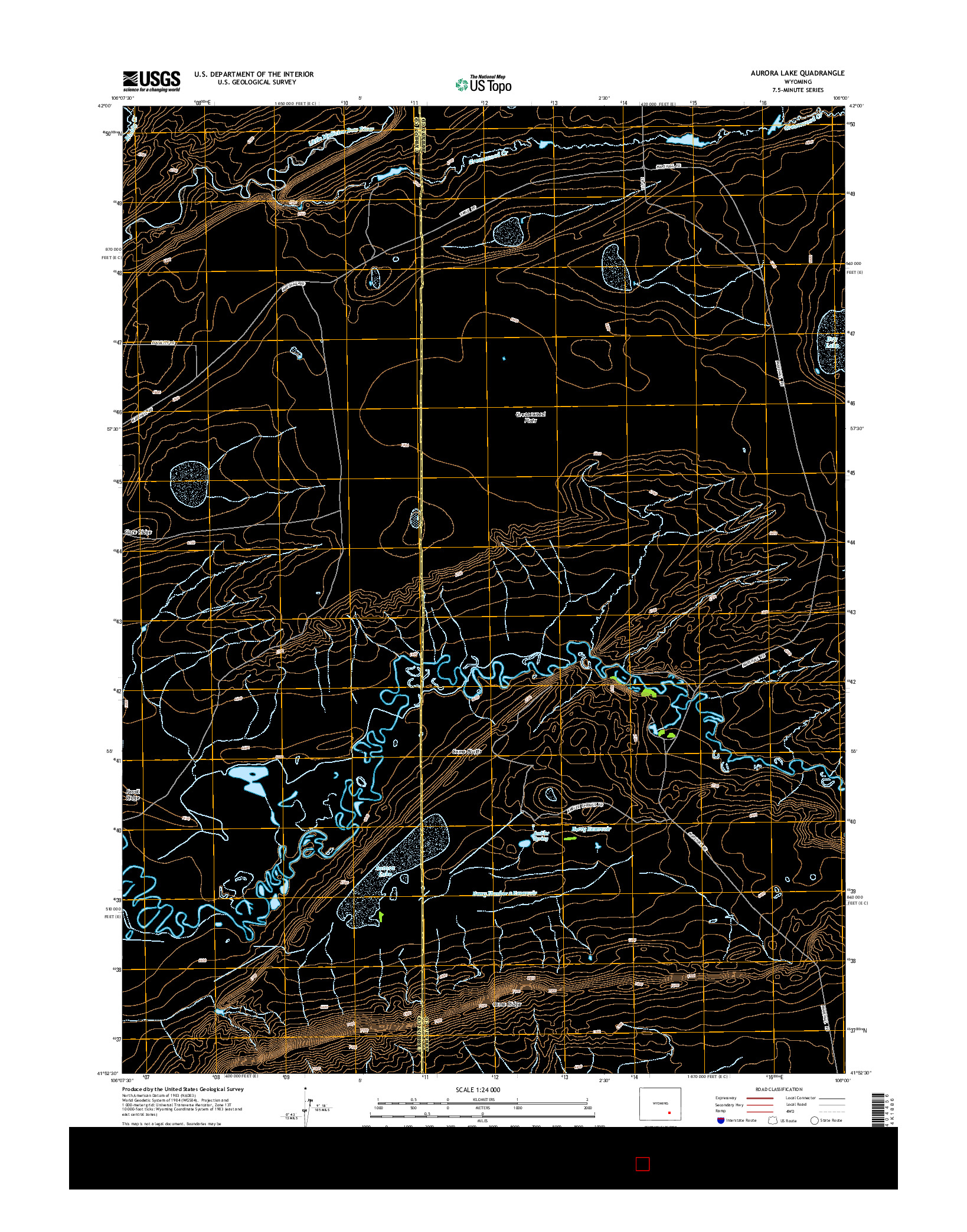 USGS US TOPO 7.5-MINUTE MAP FOR AURORA LAKE, WY 2015