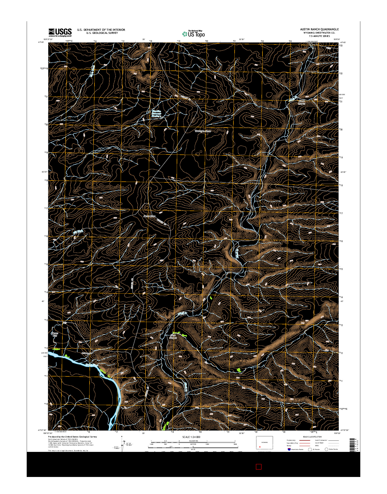 USGS US TOPO 7.5-MINUTE MAP FOR AUSTIN RANCH, WY 2015