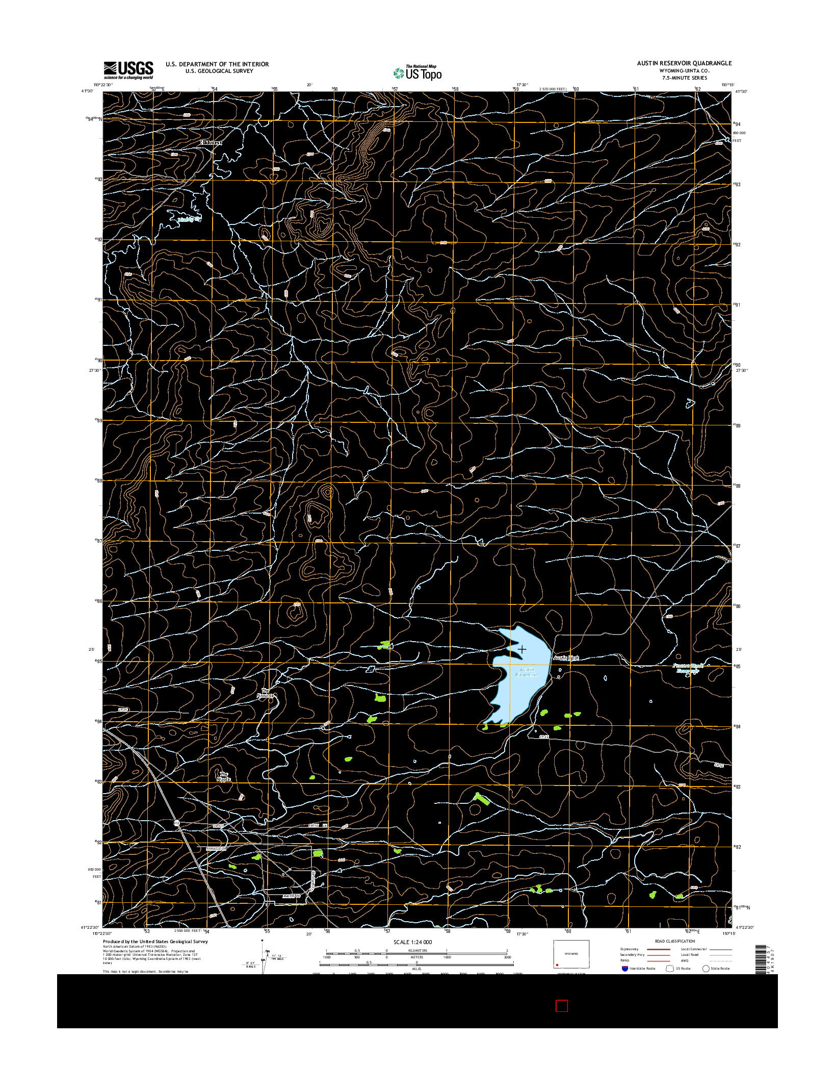 USGS US TOPO 7.5-MINUTE MAP FOR AUSTIN RESERVOIR, WY 2015