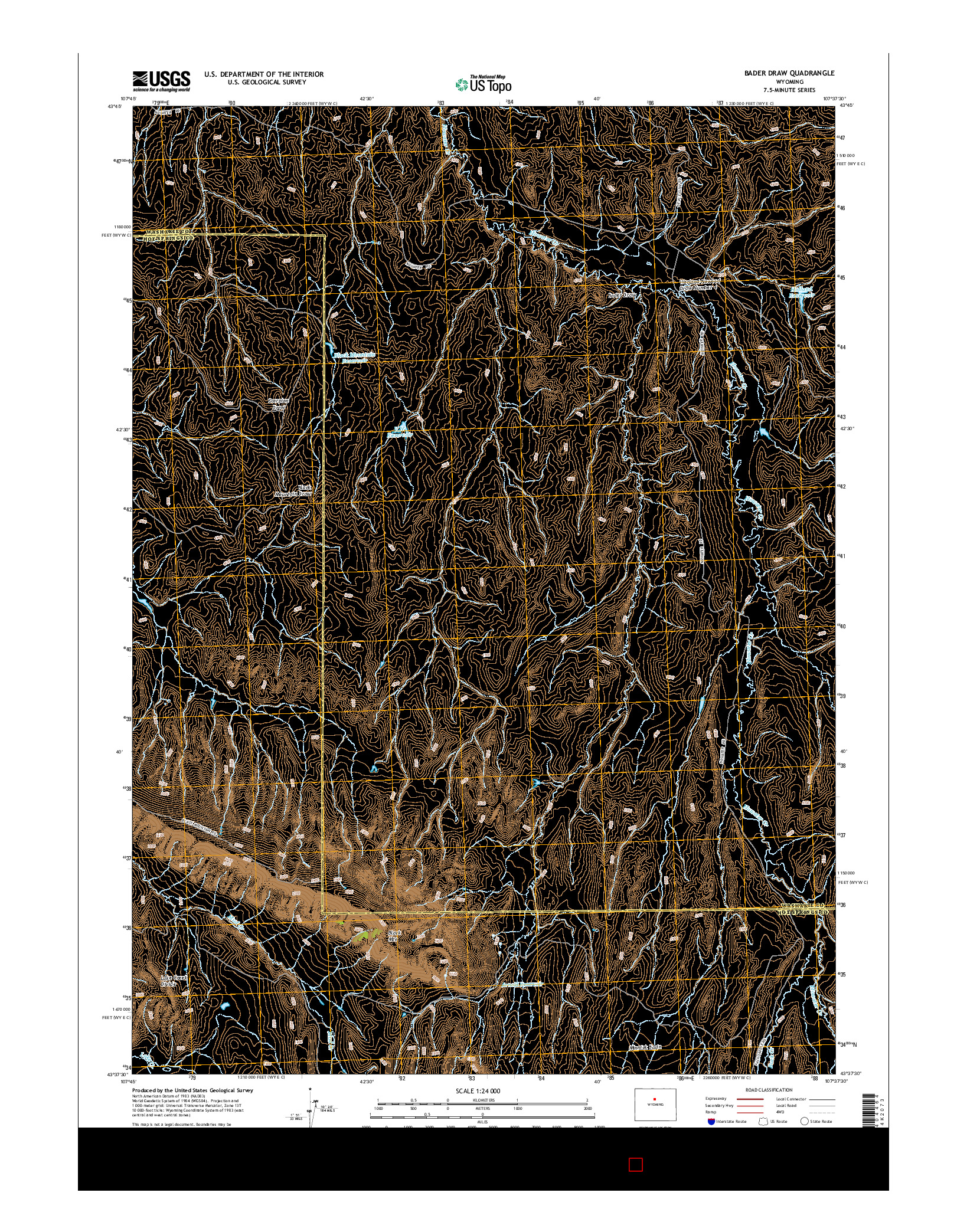 USGS US TOPO 7.5-MINUTE MAP FOR BADER DRAW, WY 2015