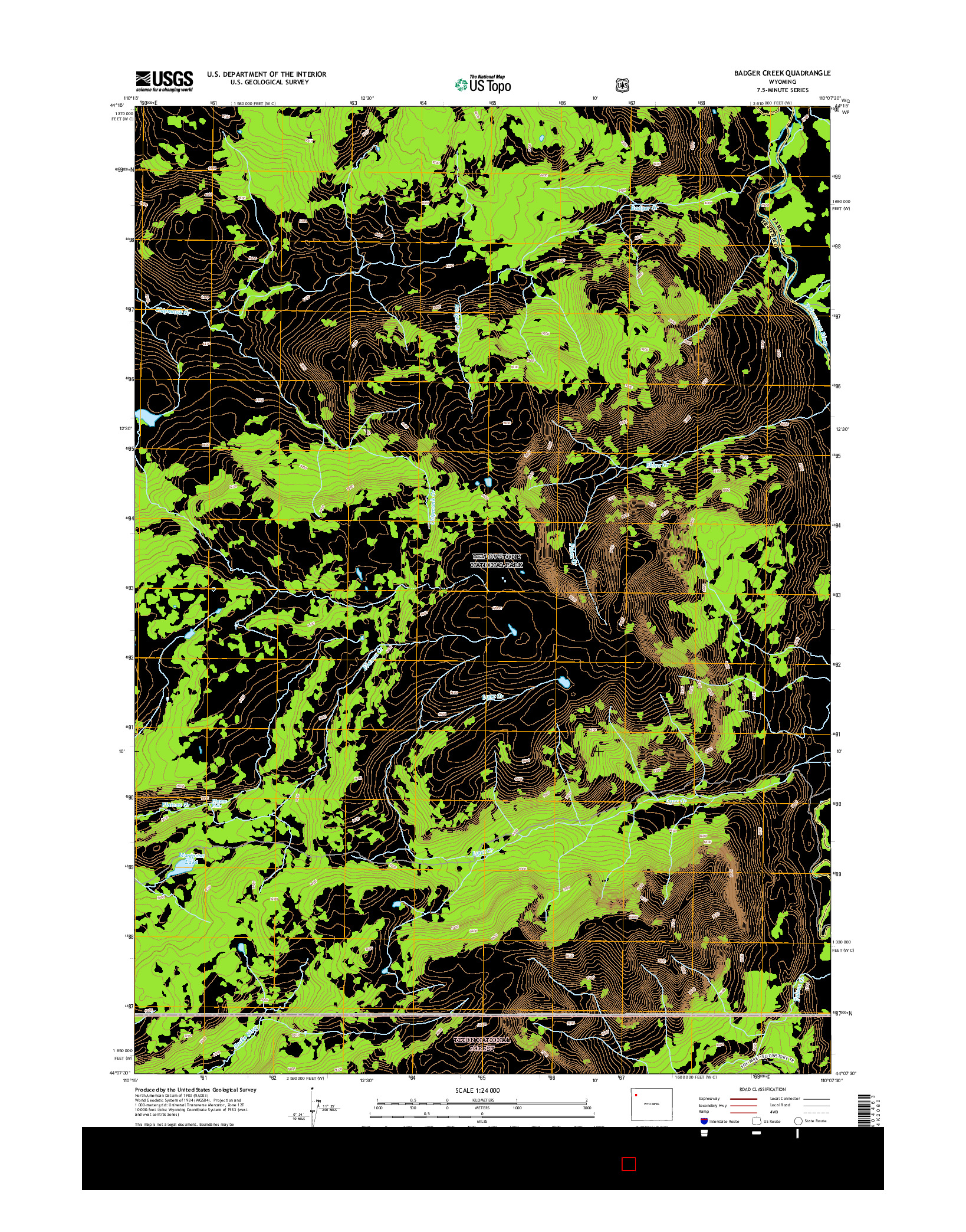 USGS US TOPO 7.5-MINUTE MAP FOR BADGER CREEK, WY 2015