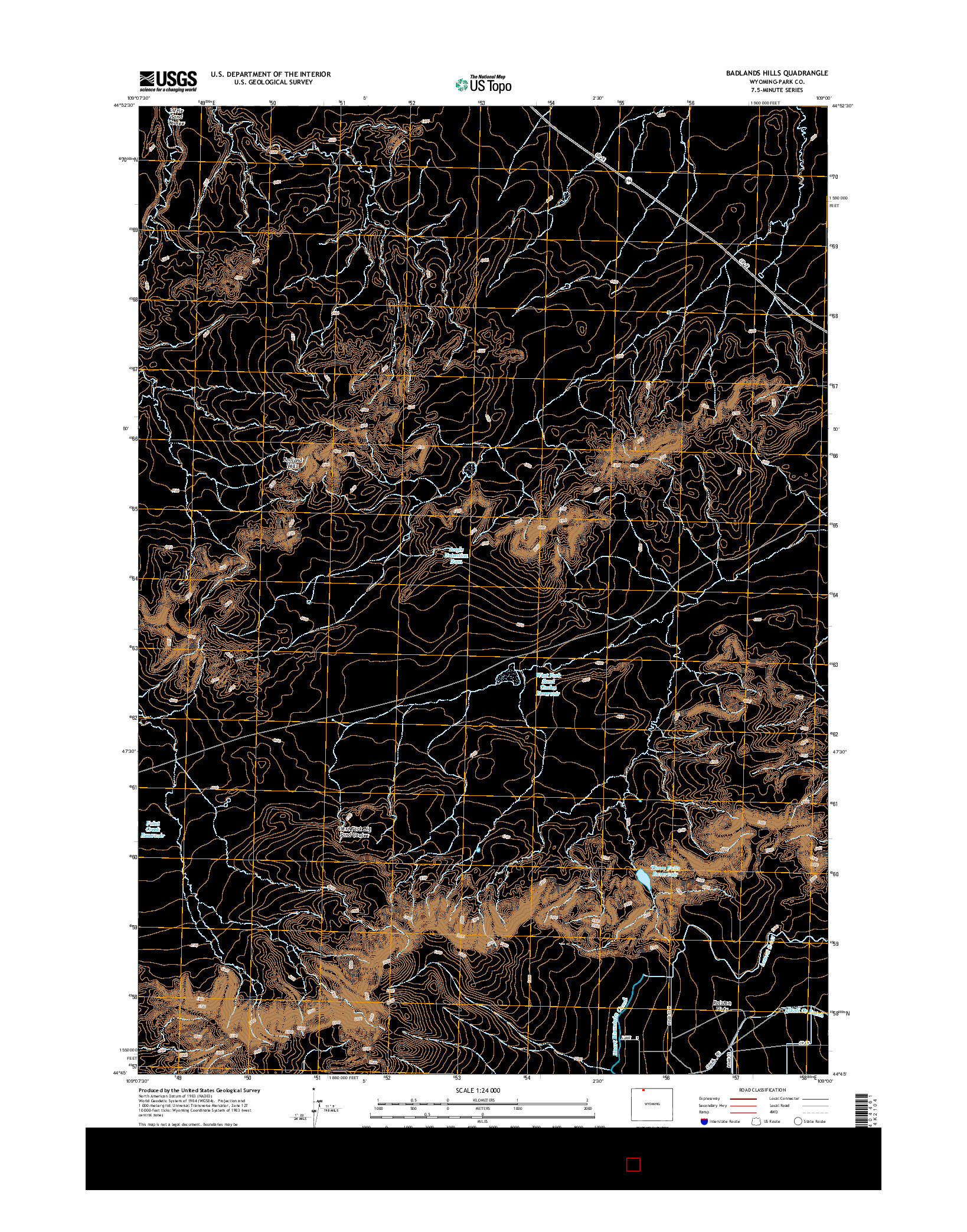 USGS US TOPO 7.5-MINUTE MAP FOR BADLANDS HILLS, WY 2015