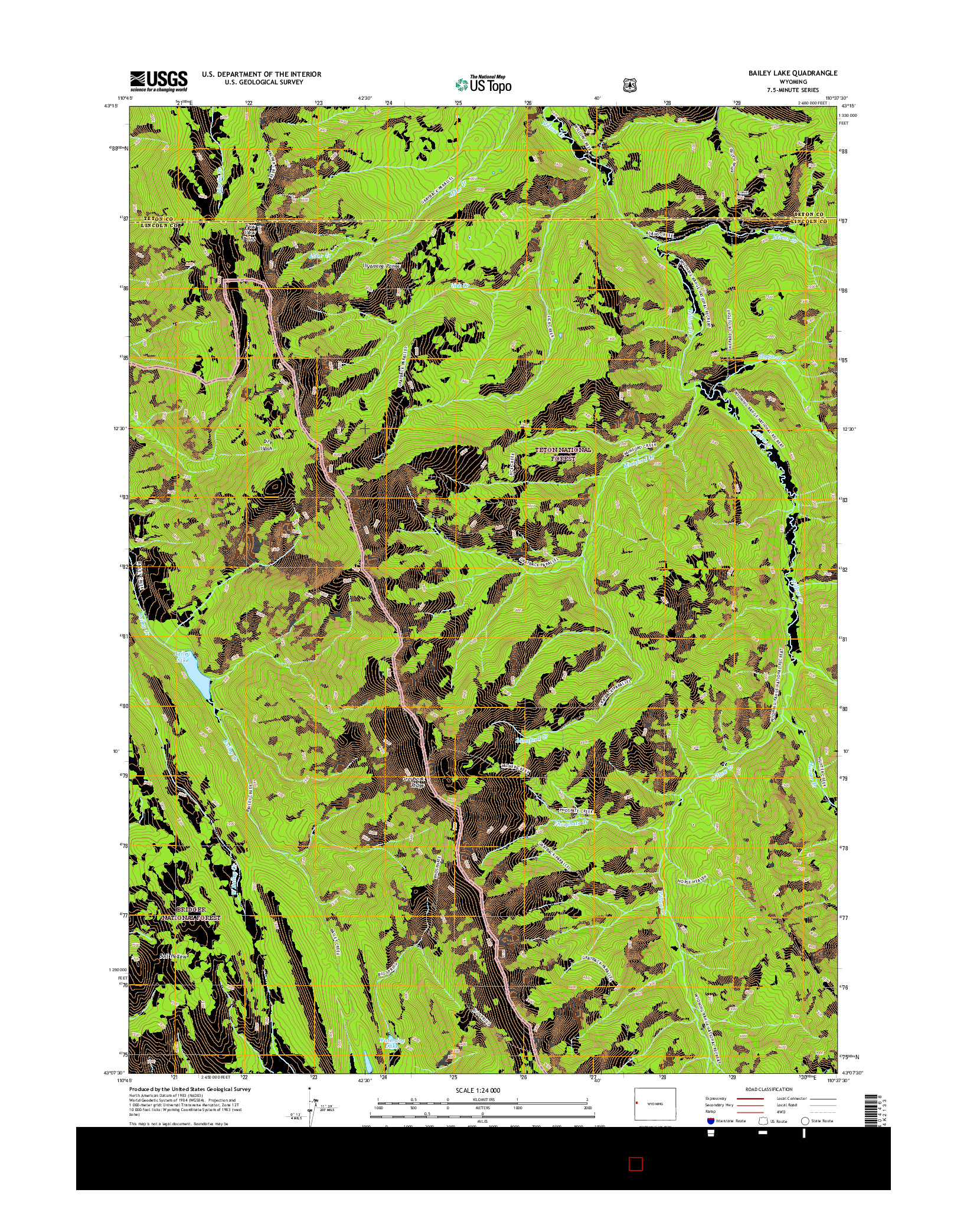 USGS US TOPO 7.5-MINUTE MAP FOR BAILEY LAKE, WY 2015