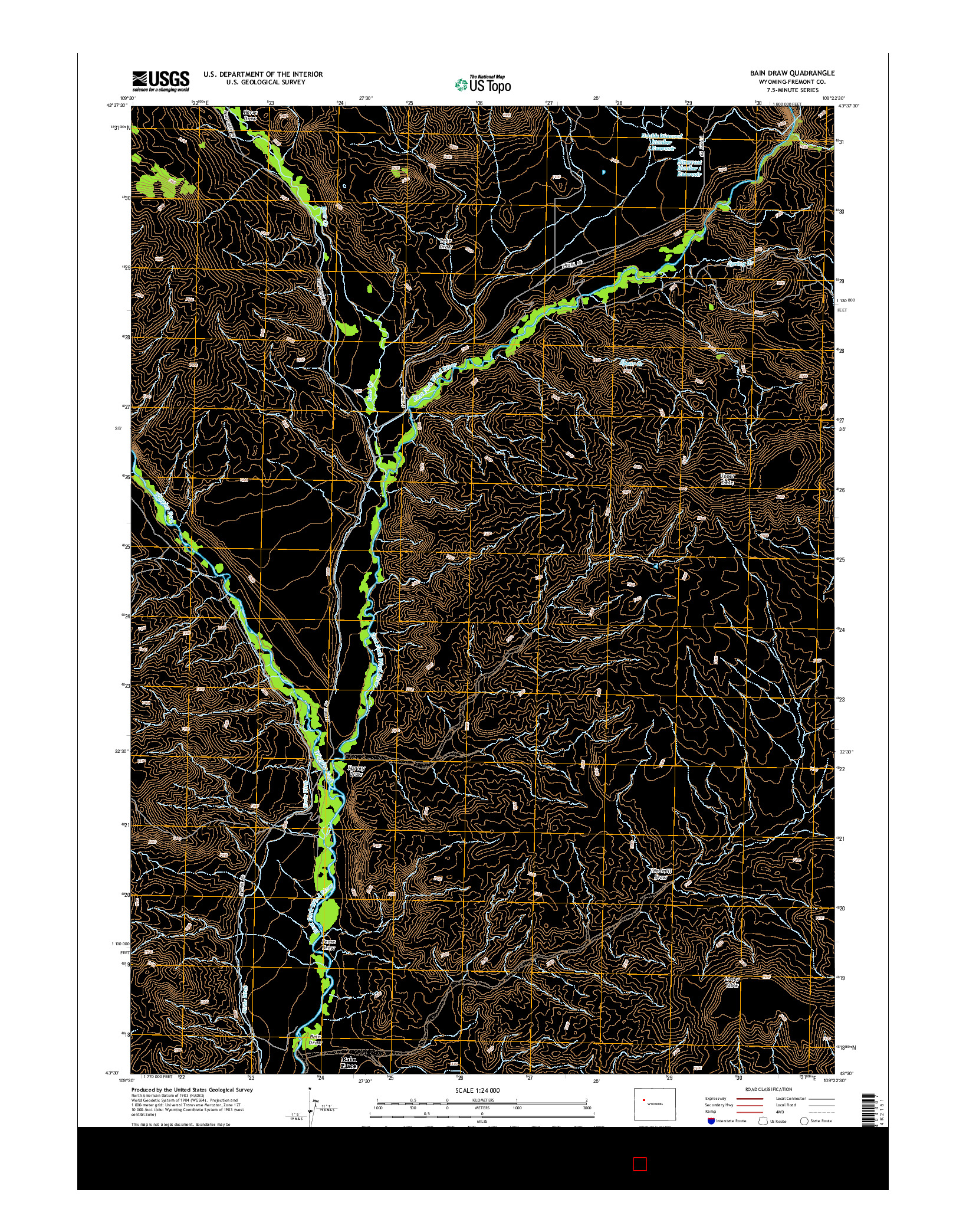 USGS US TOPO 7.5-MINUTE MAP FOR BAIN DRAW, WY 2015