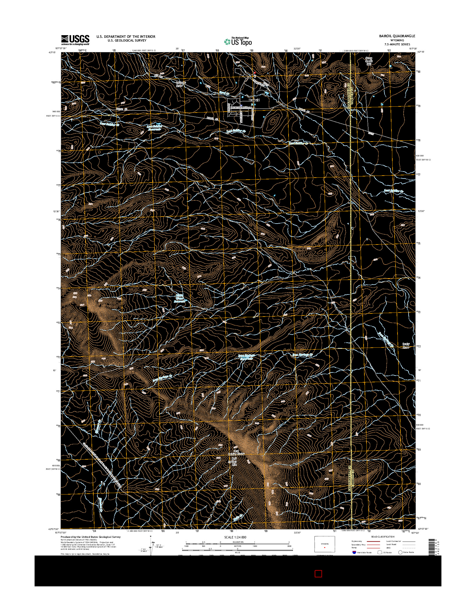 USGS US TOPO 7.5-MINUTE MAP FOR BAIROIL, WY 2015