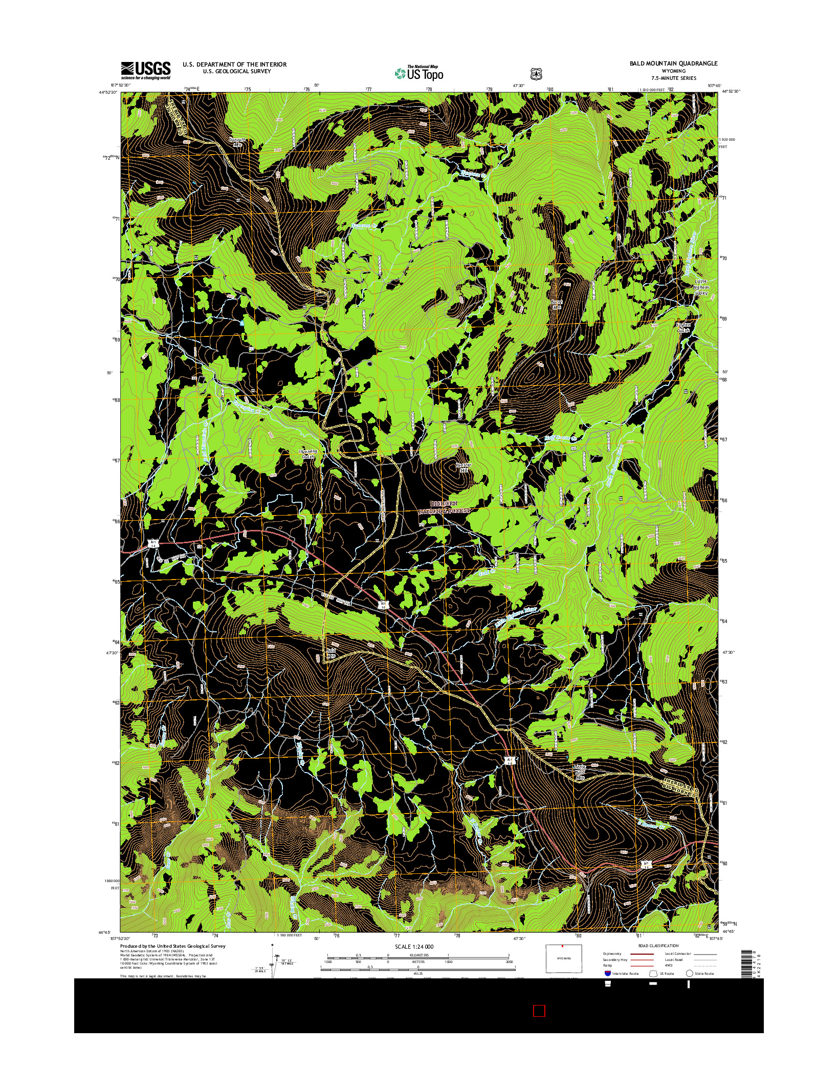 USGS US TOPO 7.5-MINUTE MAP FOR BALD MOUNTAIN, WY 2015