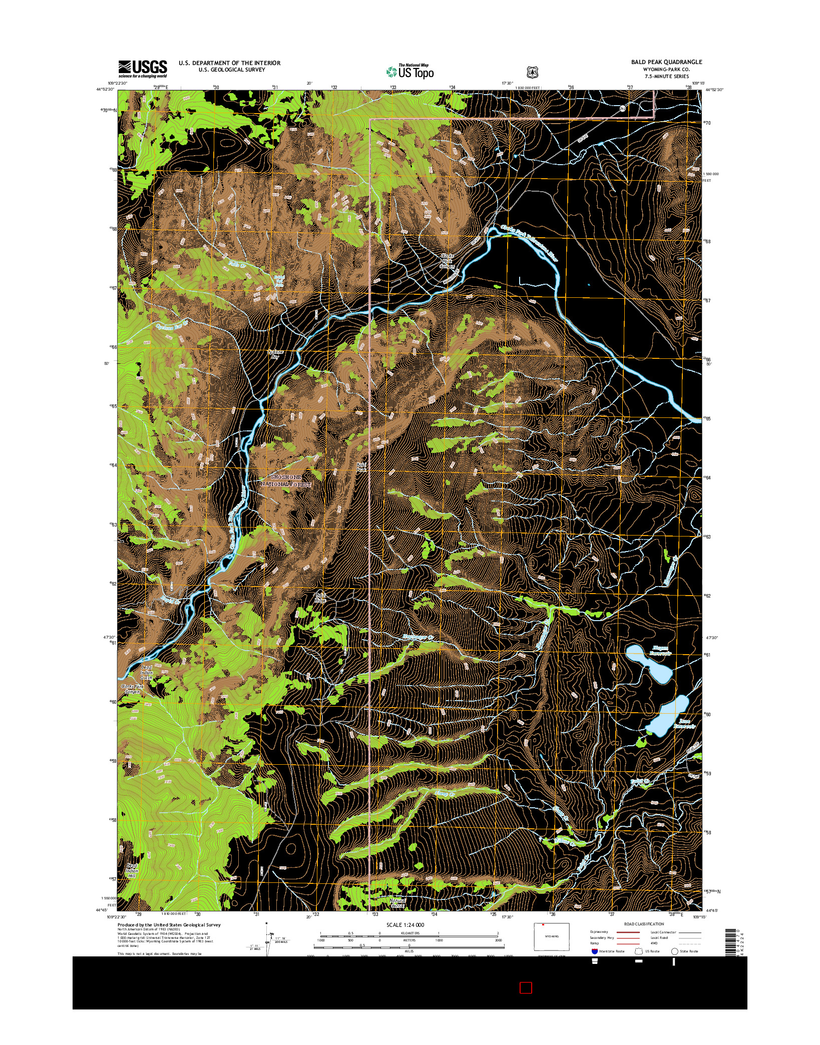 USGS US TOPO 7.5-MINUTE MAP FOR BALD PEAK, WY 2015