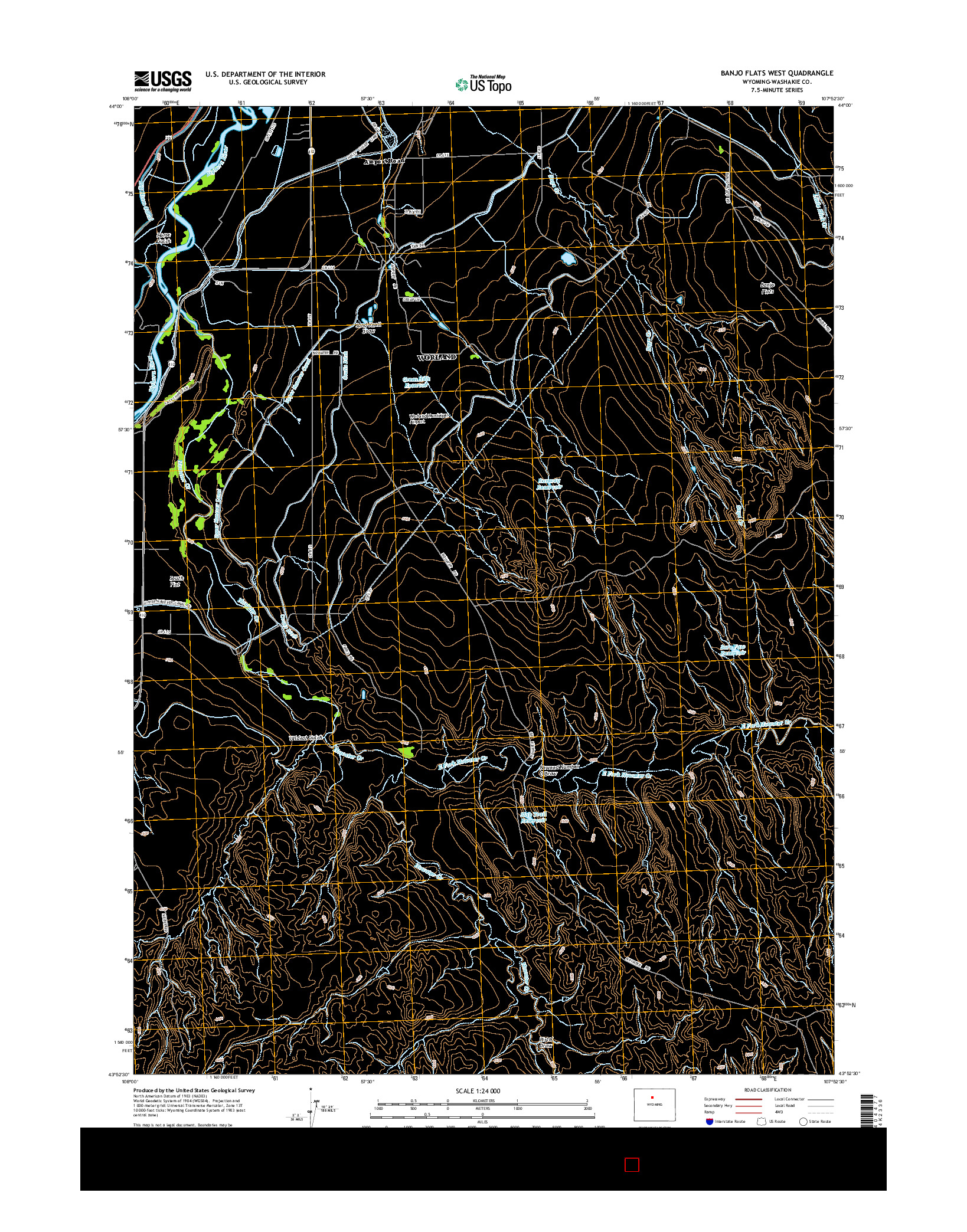 USGS US TOPO 7.5-MINUTE MAP FOR BANJO FLATS WEST, WY 2015