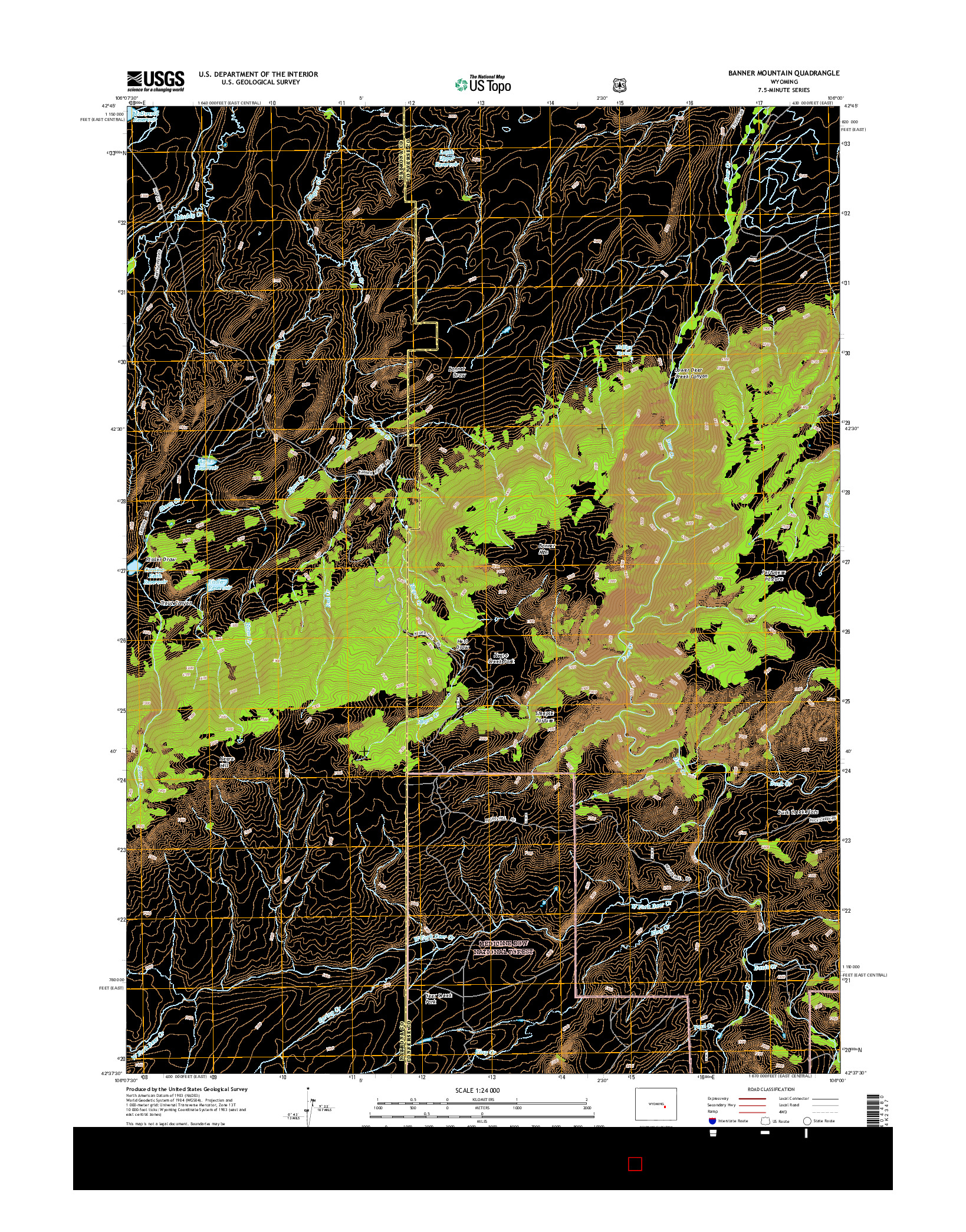 USGS US TOPO 7.5-MINUTE MAP FOR BANNER MOUNTAIN, WY 2015