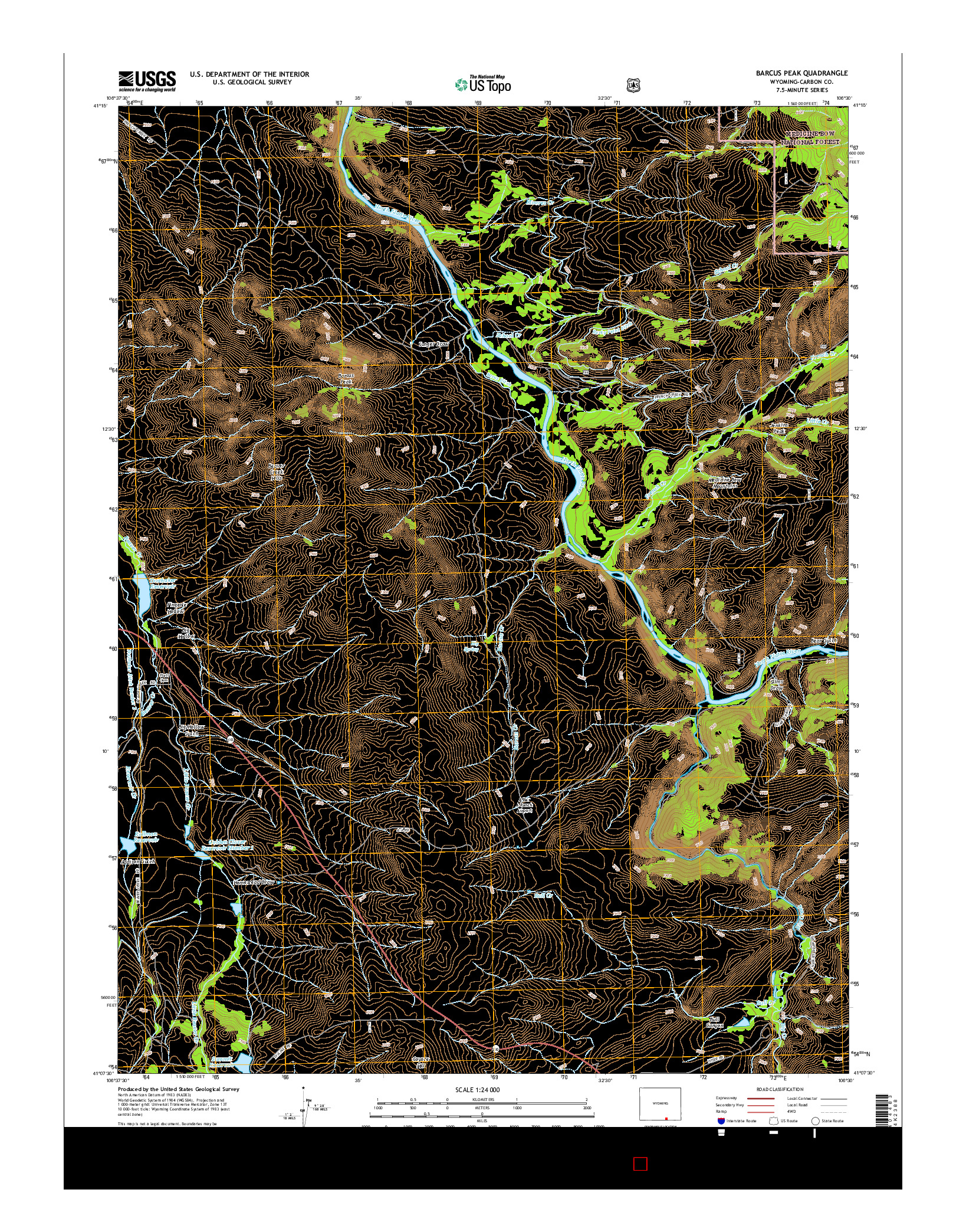 USGS US TOPO 7.5-MINUTE MAP FOR BARCUS PEAK, WY 2015