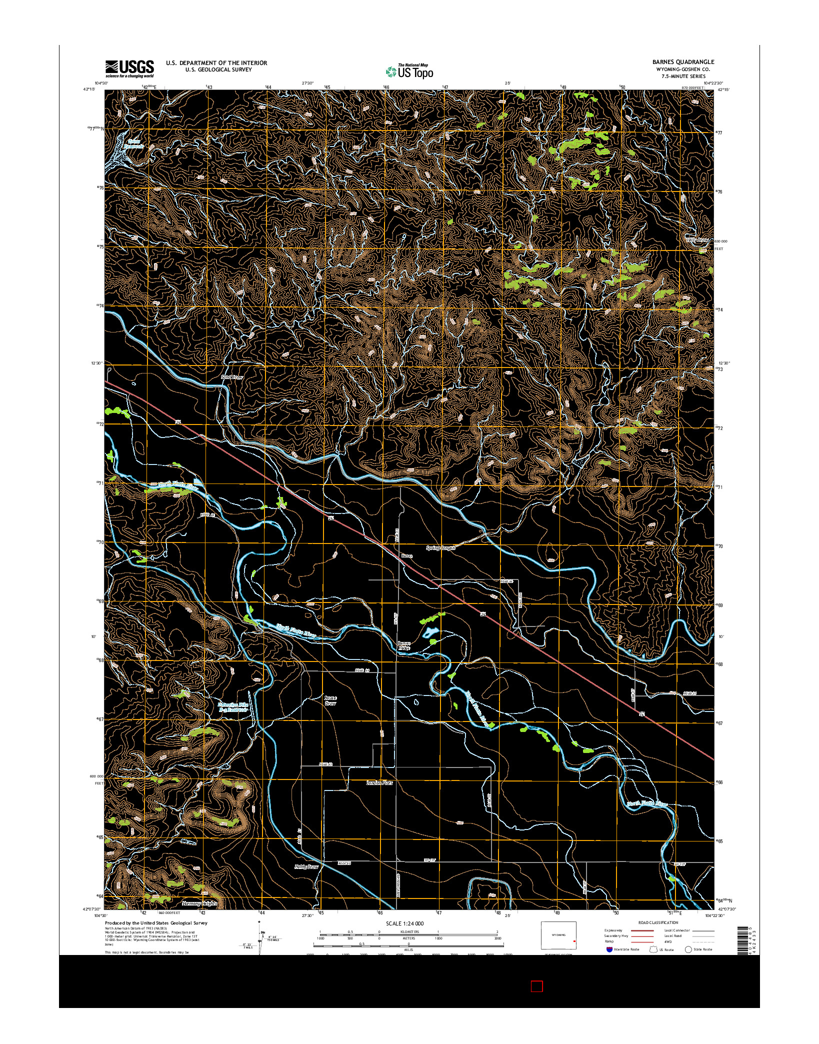 USGS US TOPO 7.5-MINUTE MAP FOR BARNES, WY 2015