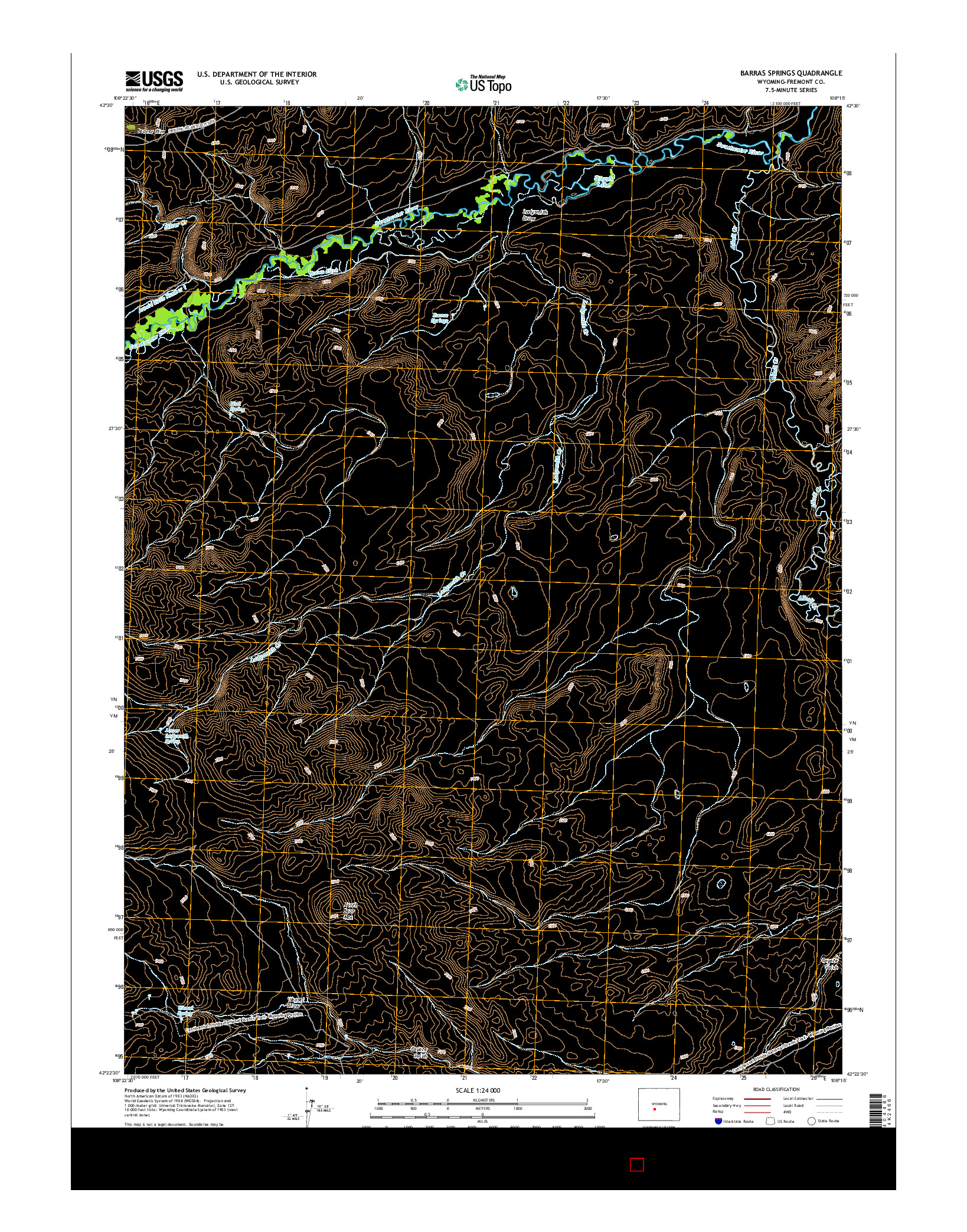 USGS US TOPO 7.5-MINUTE MAP FOR BARRAS SPRINGS, WY 2015