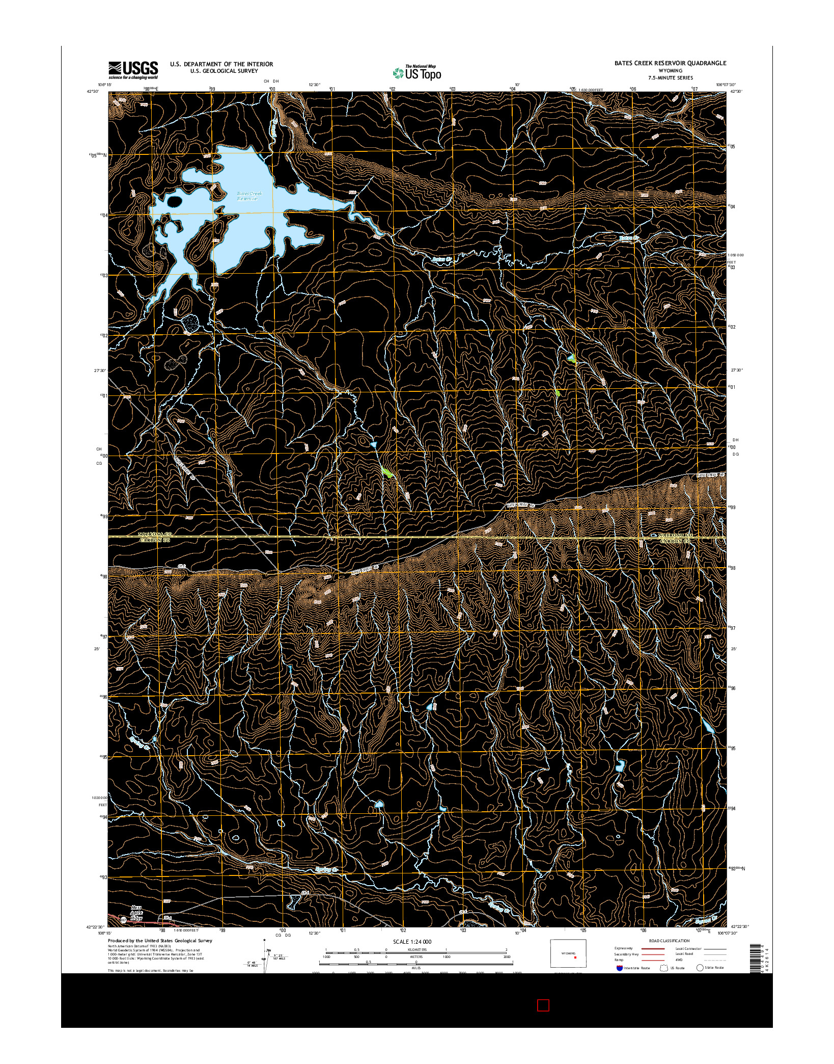 USGS US TOPO 7.5-MINUTE MAP FOR BATES CREEK RESERVOIR, WY 2015