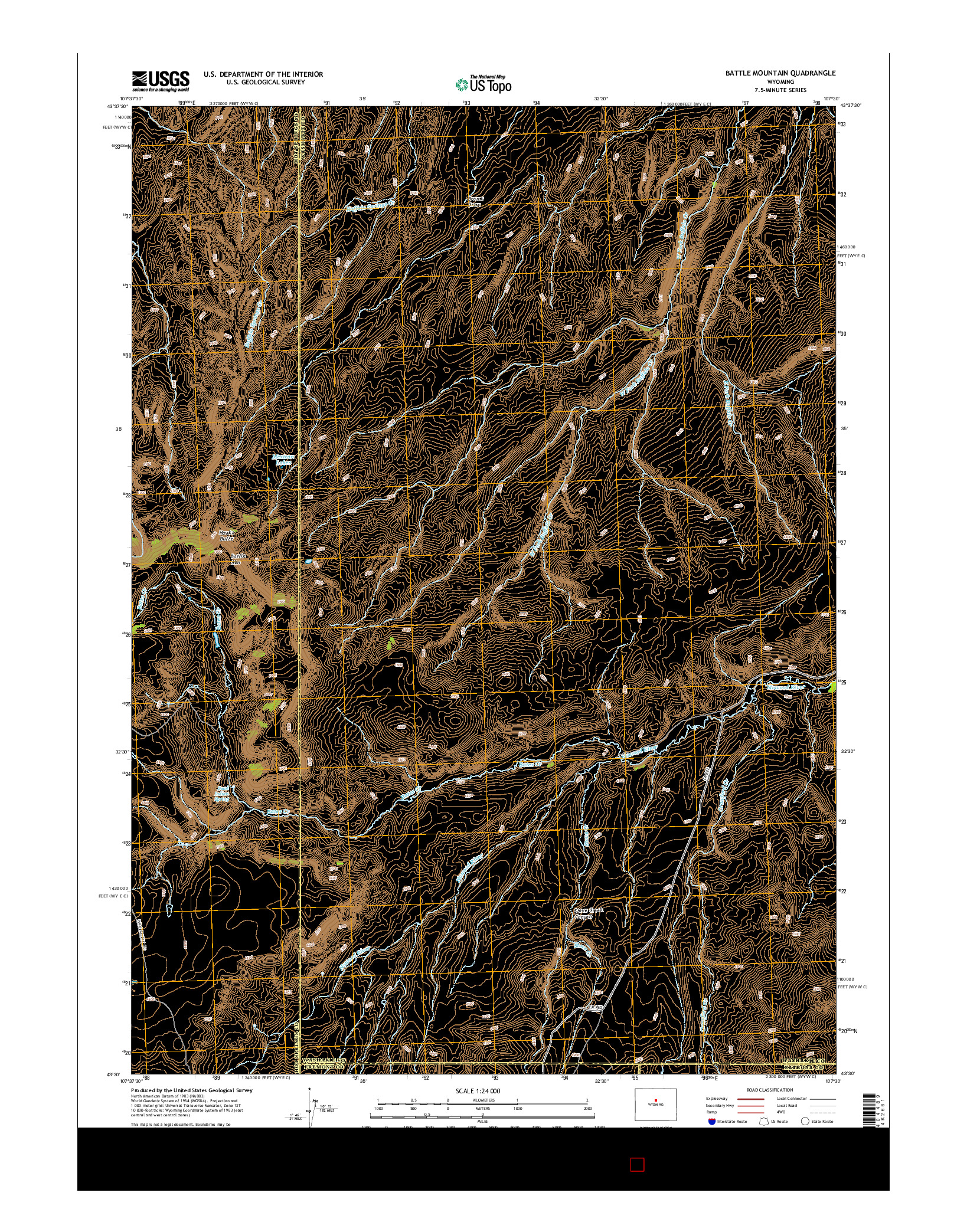 USGS US TOPO 7.5-MINUTE MAP FOR BATTLE MOUNTAIN, WY 2015