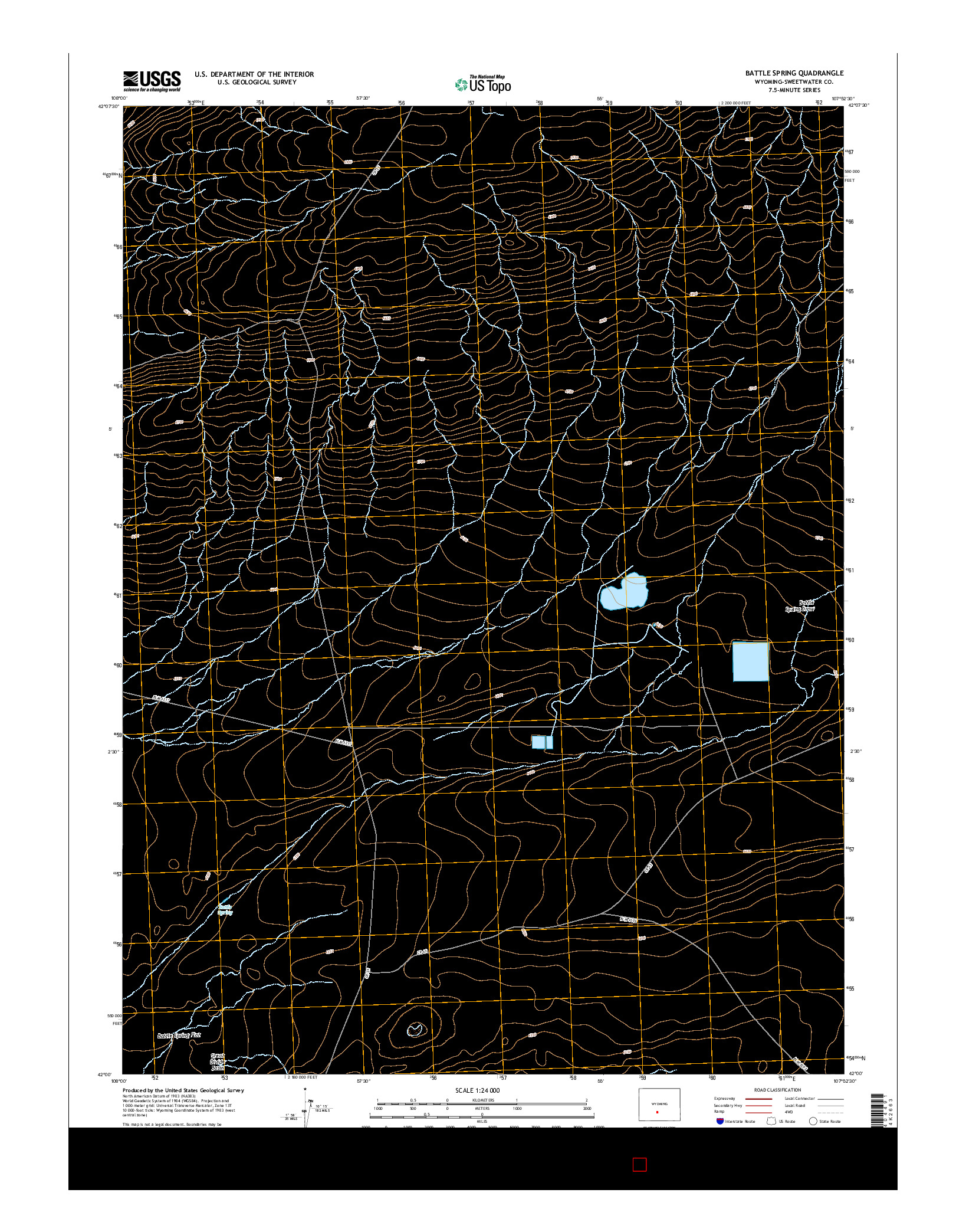 USGS US TOPO 7.5-MINUTE MAP FOR BATTLE SPRING, WY 2015