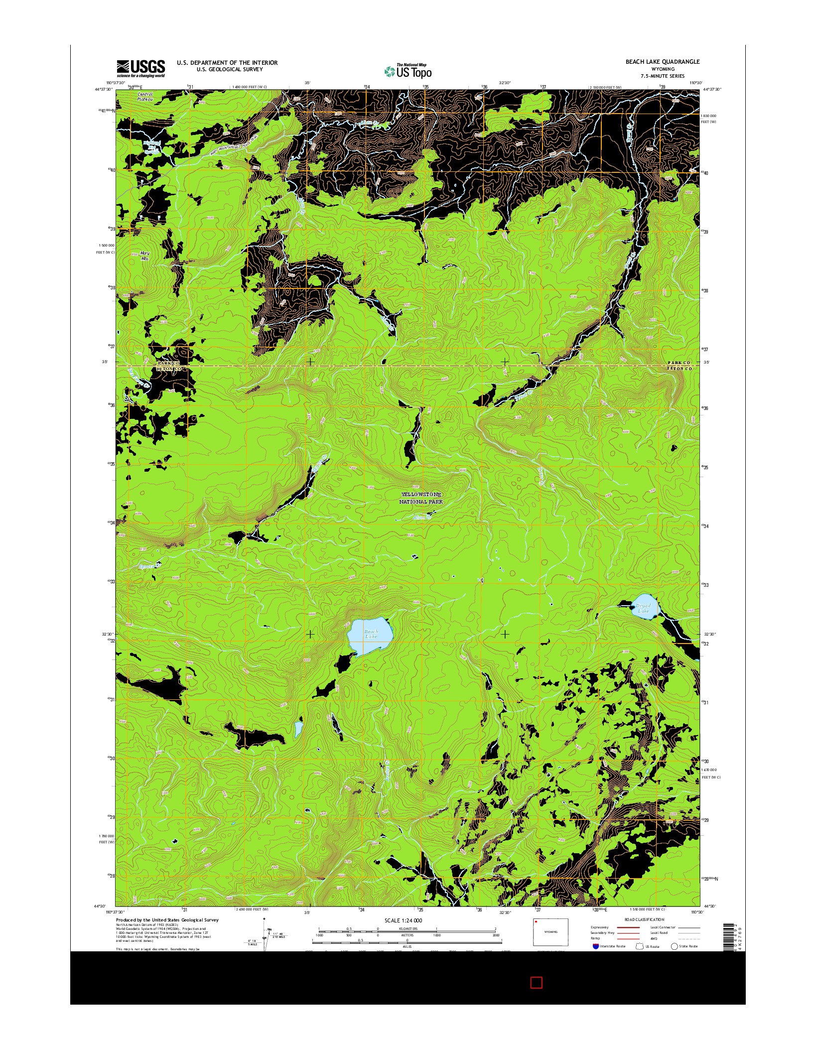 USGS US TOPO 7.5-MINUTE MAP FOR BEACH LAKE, WY 2015