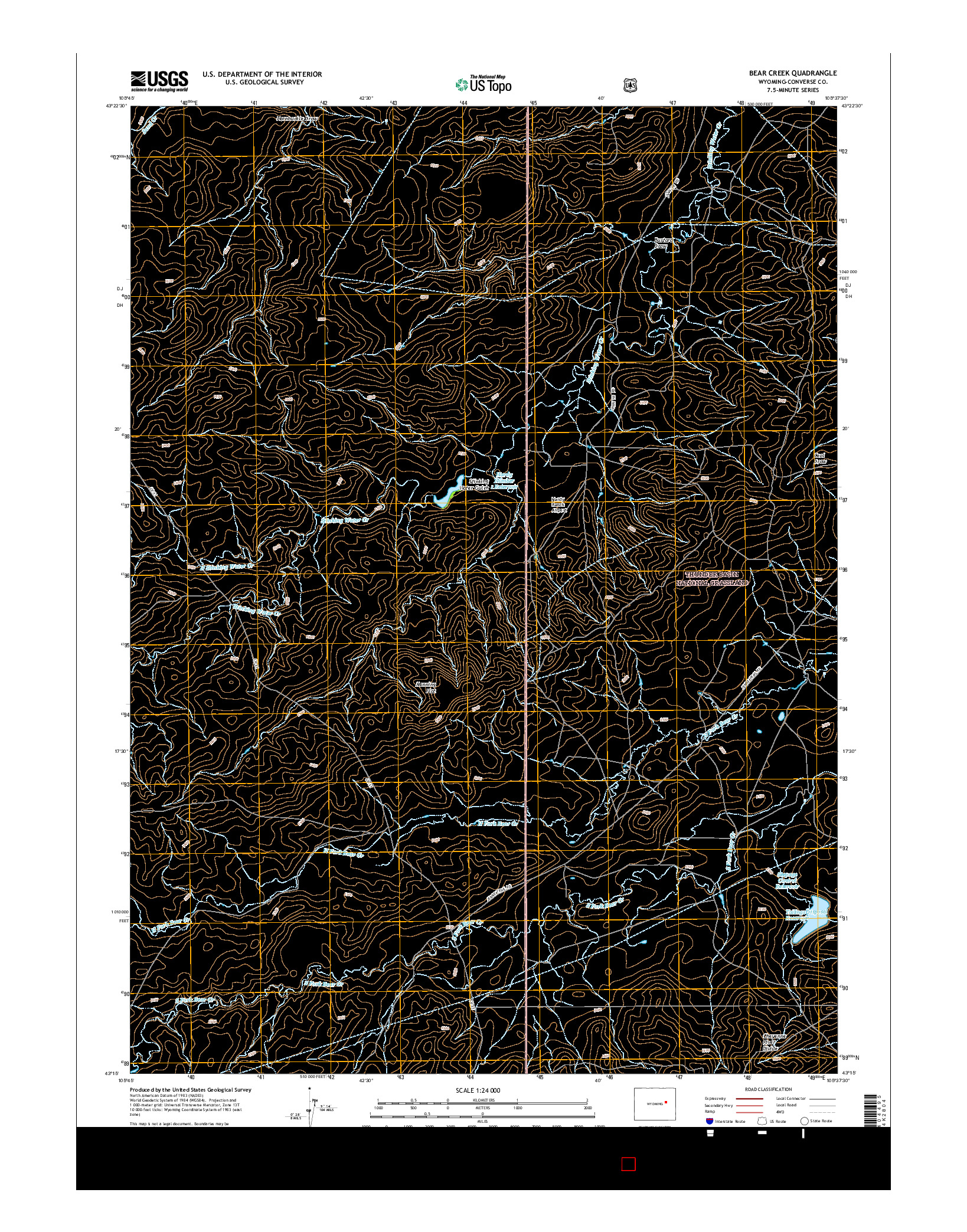 USGS US TOPO 7.5-MINUTE MAP FOR BEAR CREEK, WY 2015
