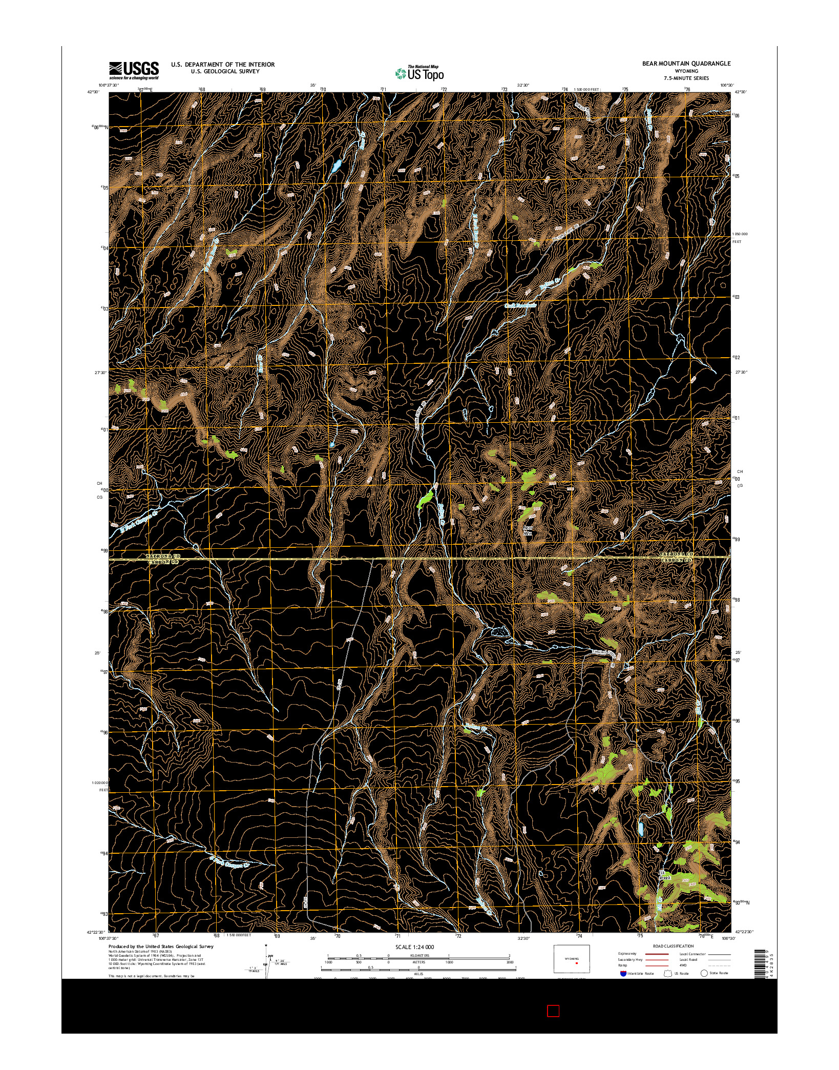 USGS US TOPO 7.5-MINUTE MAP FOR BEAR MOUNTAIN, WY 2015