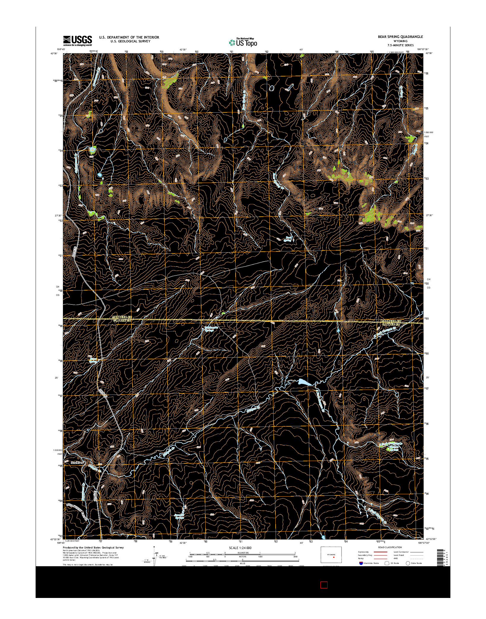 USGS US TOPO 7.5-MINUTE MAP FOR BEAR SPRING, WY 2015