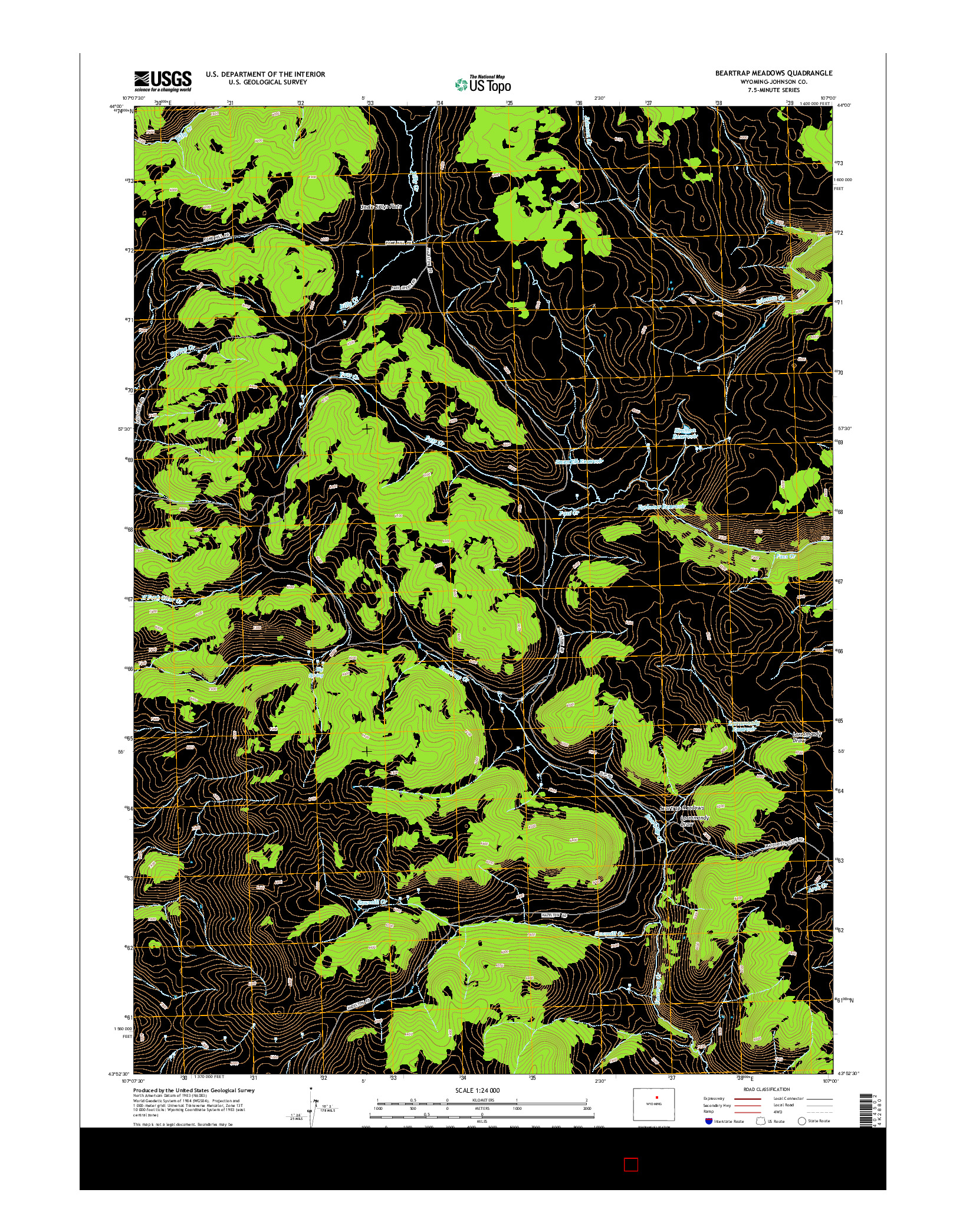 USGS US TOPO 7.5-MINUTE MAP FOR BEARTRAP MEADOWS, WY 2015