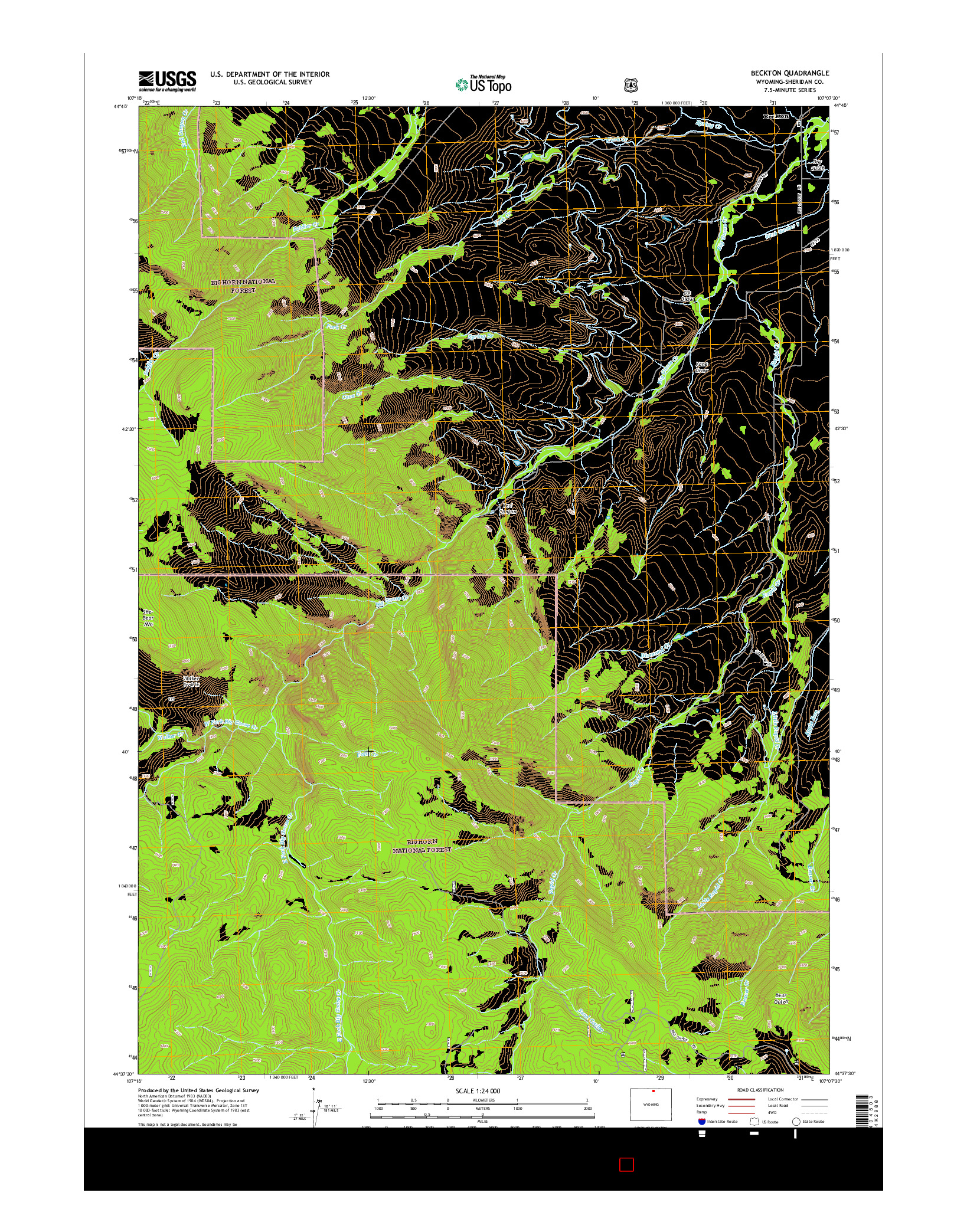 USGS US TOPO 7.5-MINUTE MAP FOR BECKTON, WY 2015