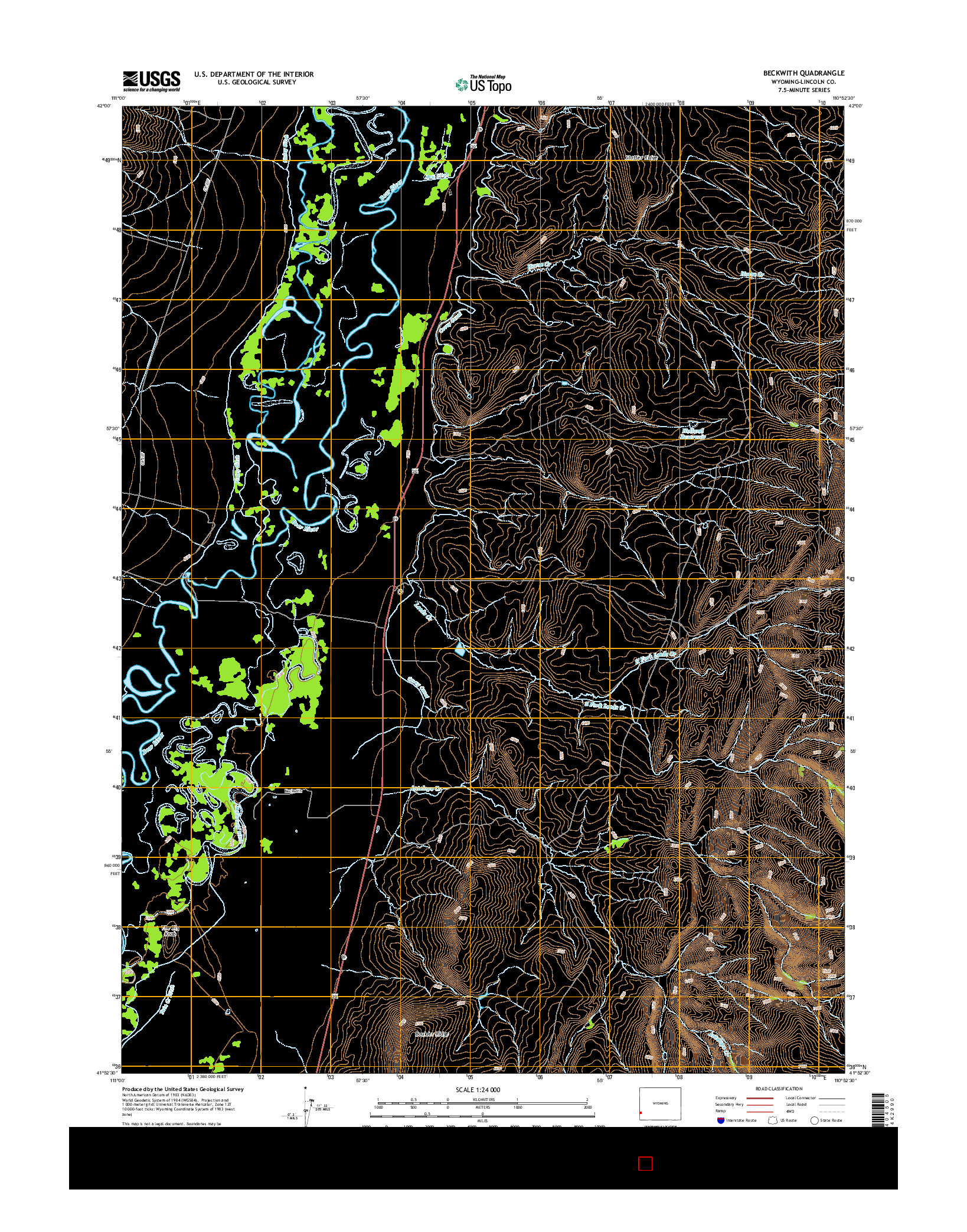 USGS US TOPO 7.5-MINUTE MAP FOR BECKWITH, WY 2015