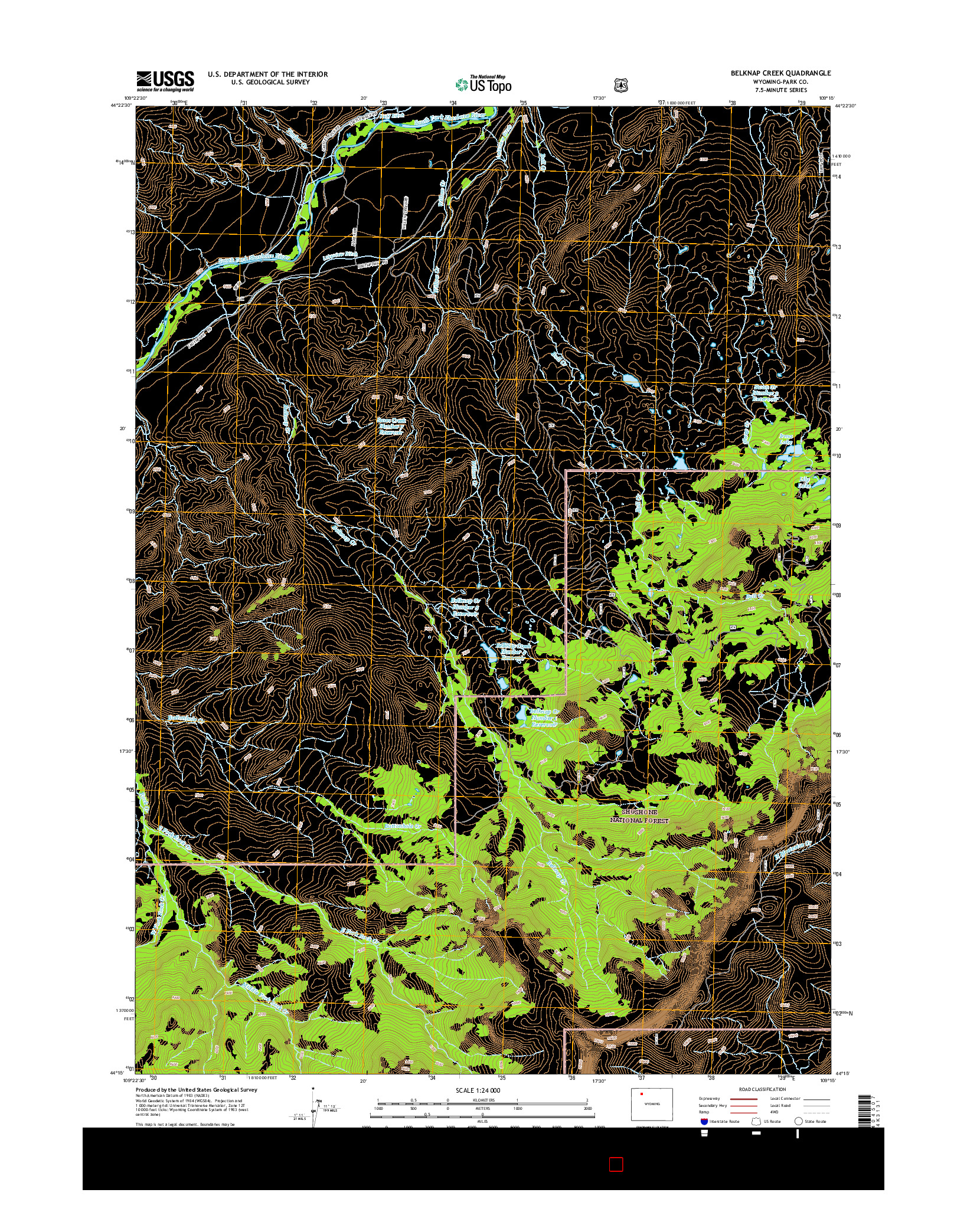 USGS US TOPO 7.5-MINUTE MAP FOR BELKNAP CREEK, WY 2015