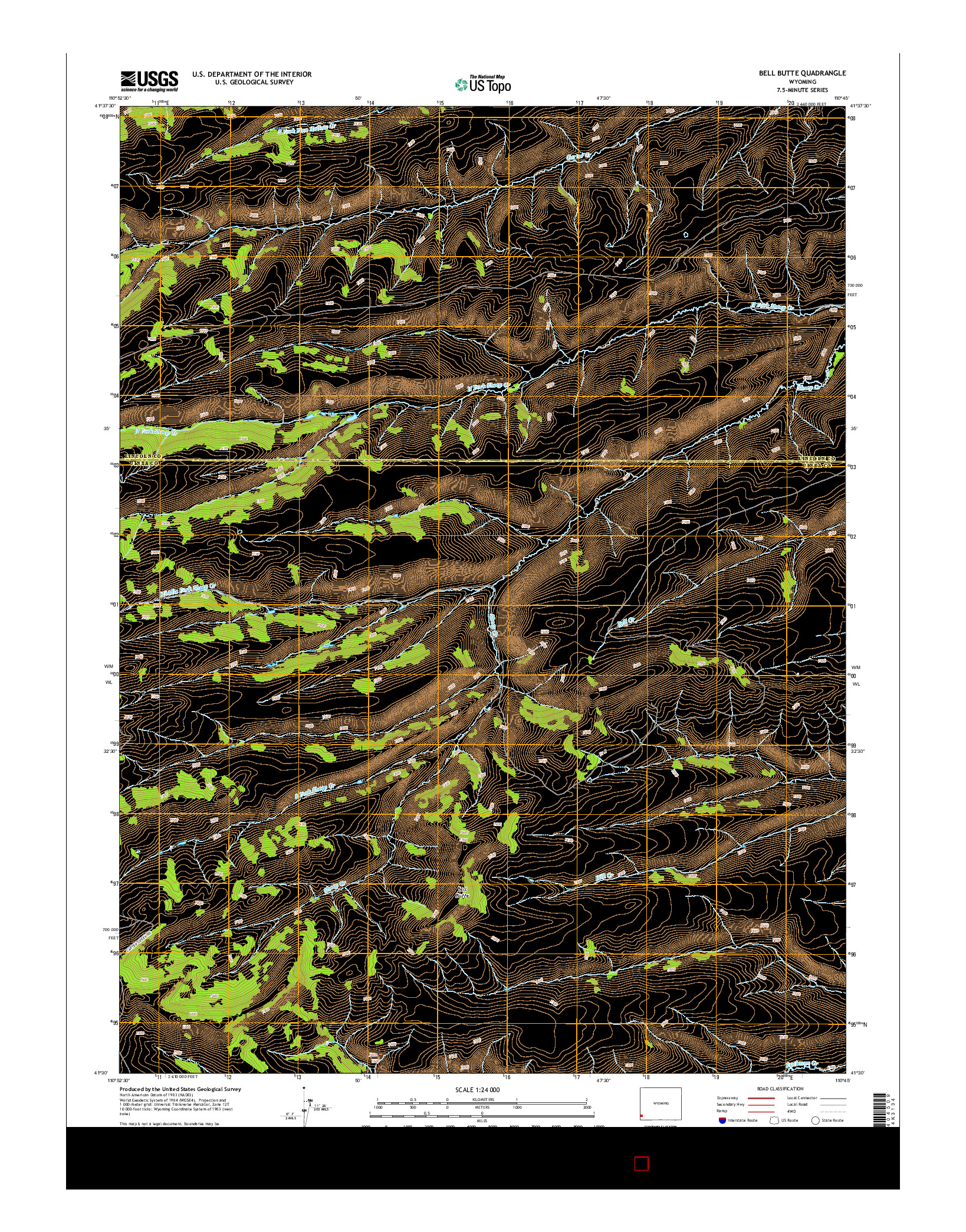 USGS US TOPO 7.5-MINUTE MAP FOR BELL BUTTE, WY 2015