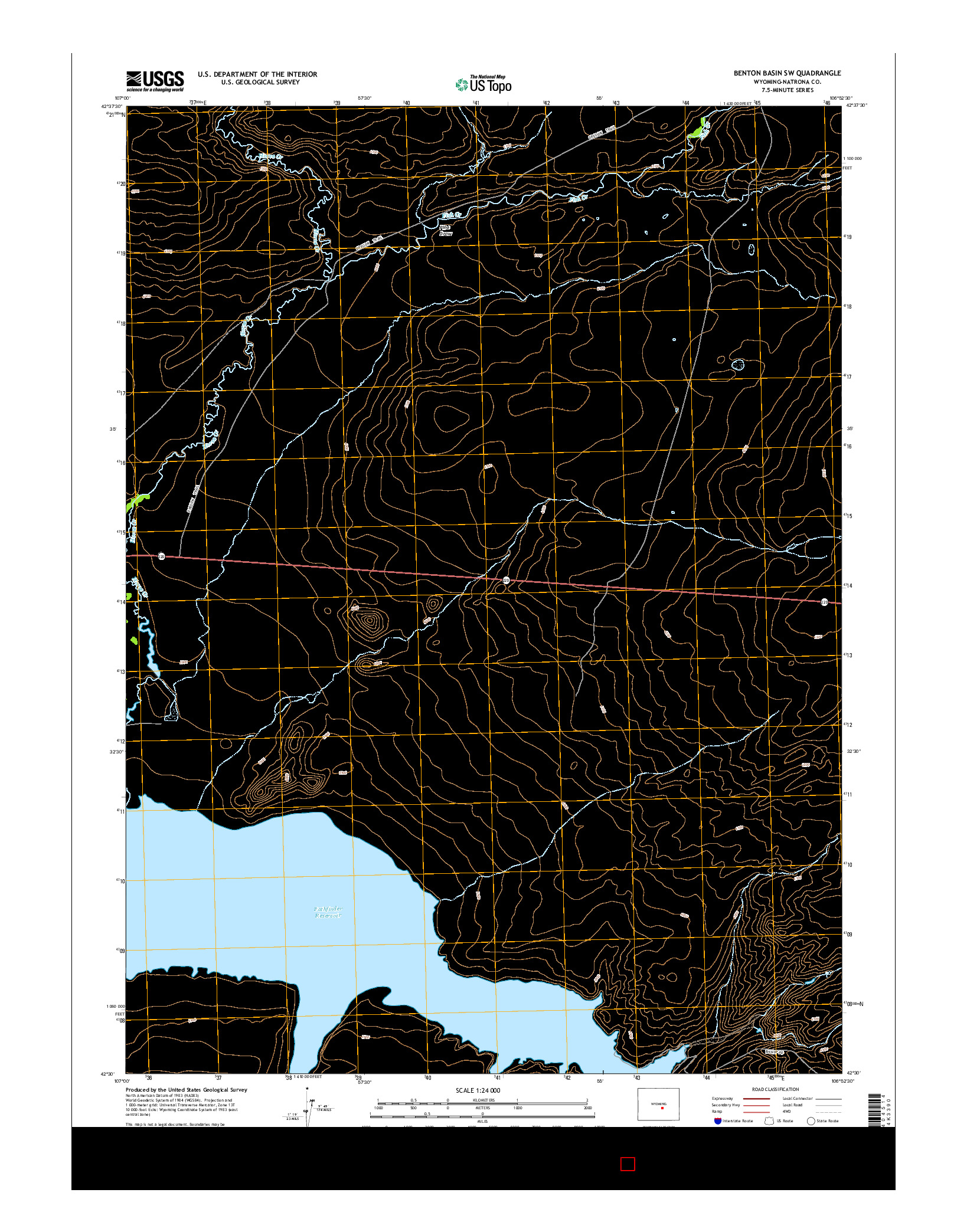 USGS US TOPO 7.5-MINUTE MAP FOR BENTON BASIN SW, WY 2015