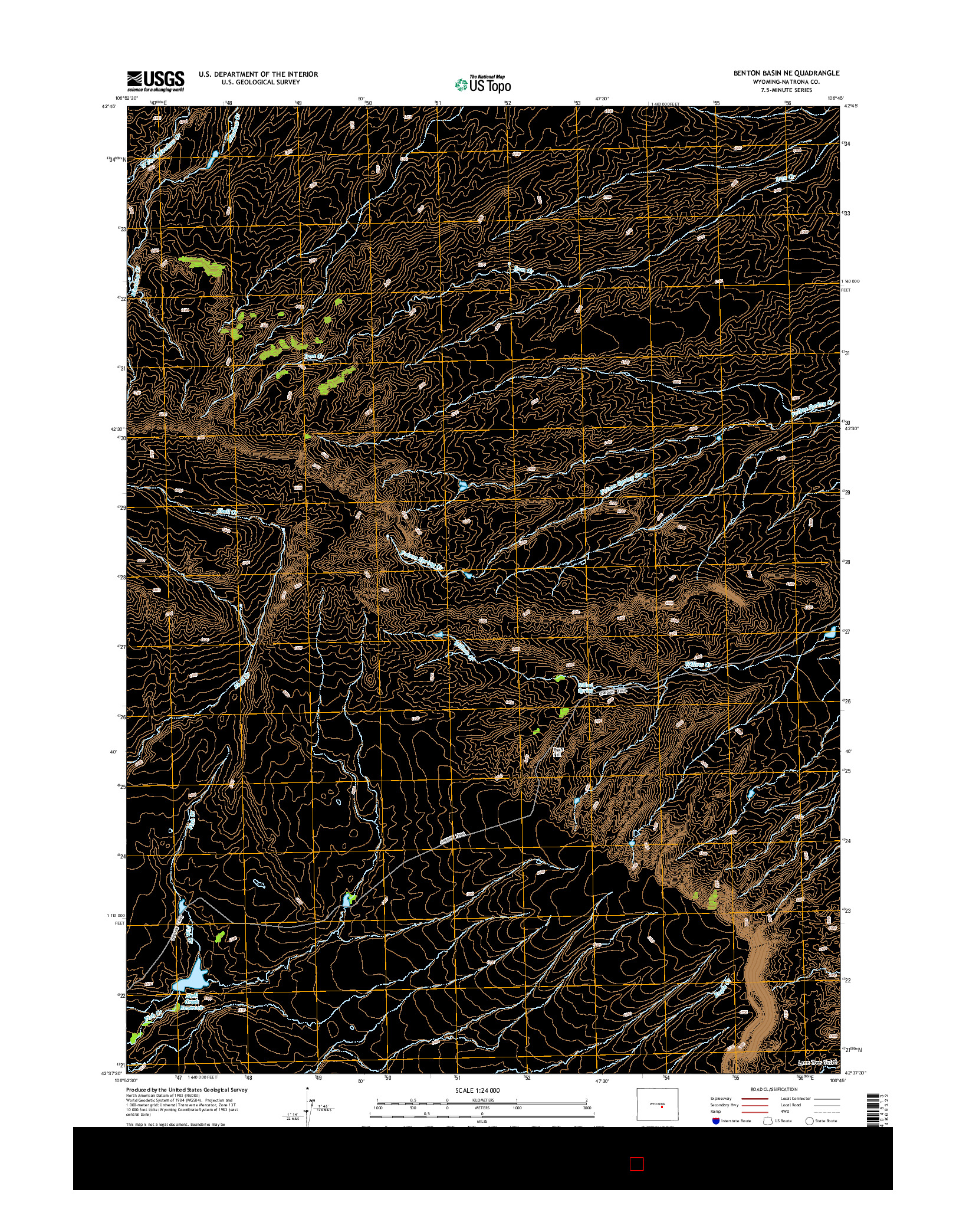 USGS US TOPO 7.5-MINUTE MAP FOR BENTON BASIN NE, WY 2015