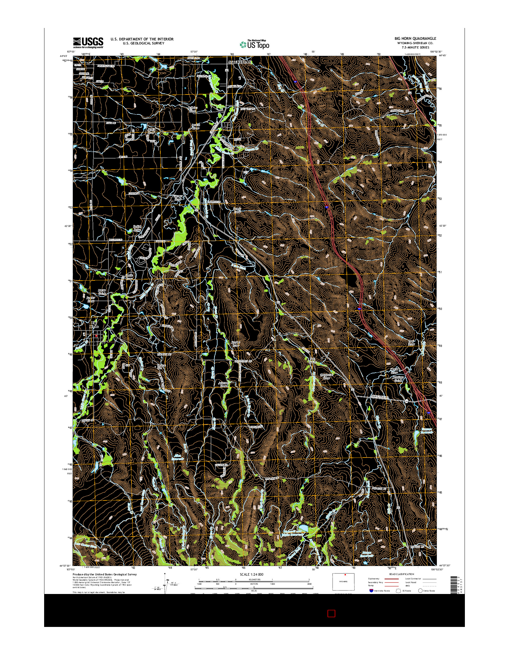 USGS US TOPO 7.5-MINUTE MAP FOR BIG HORN, WY 2015
